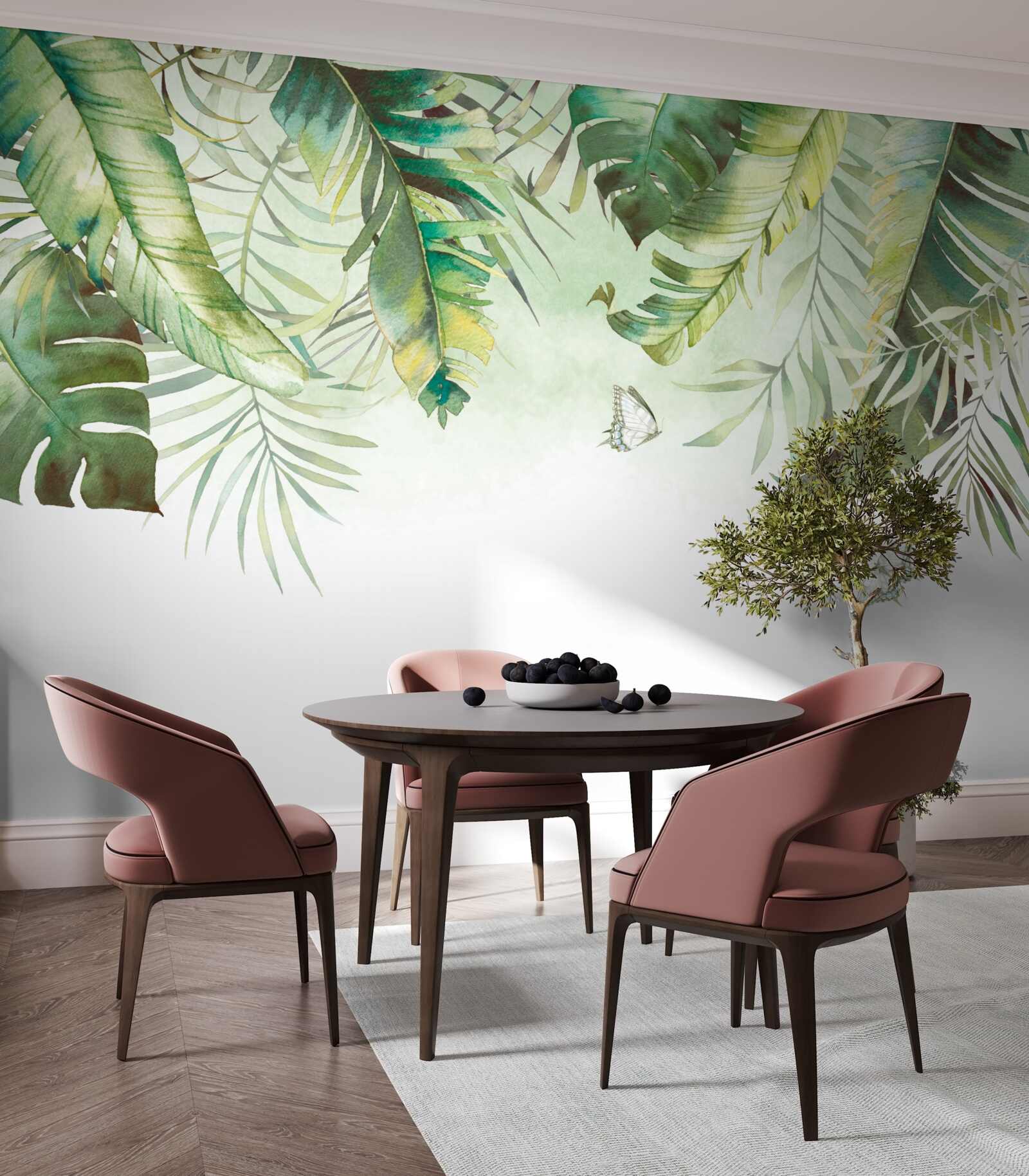 Papier peint Lépidoptères dans les feuillages tropicaux