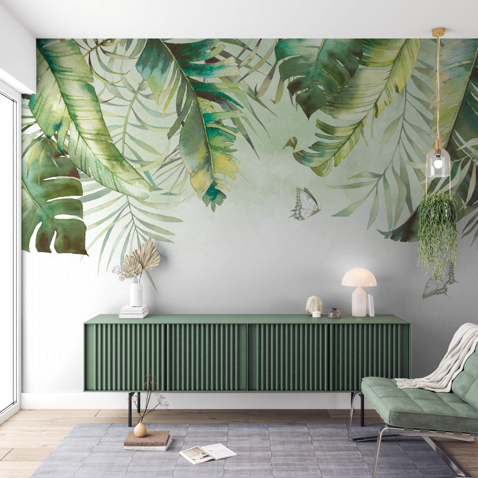 Papier peint Lépidoptères dans les feuillages tropicaux