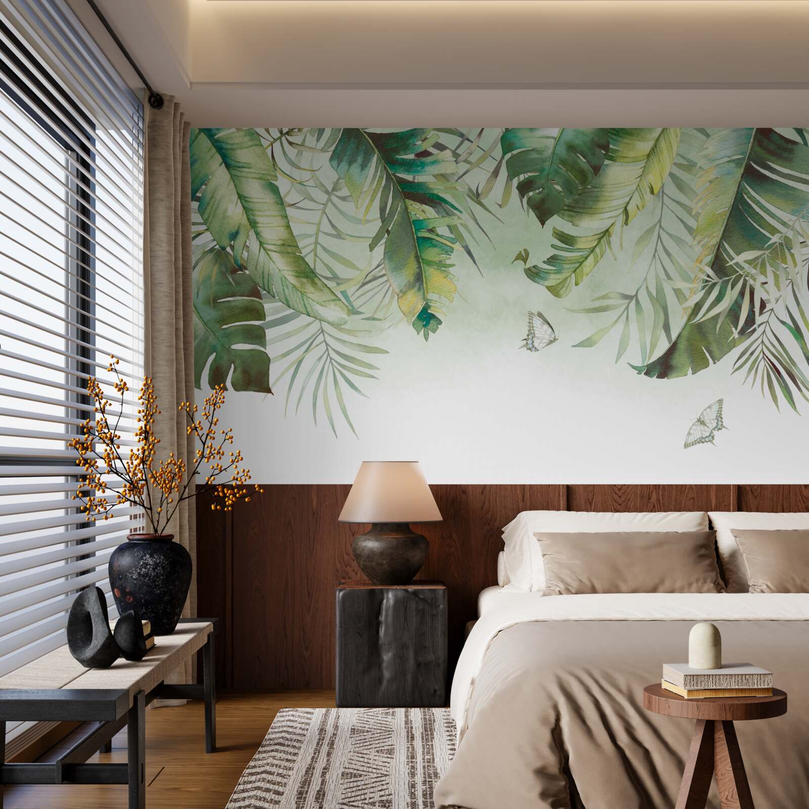 Papier peint Lépidoptères dans les feuillages tropicaux