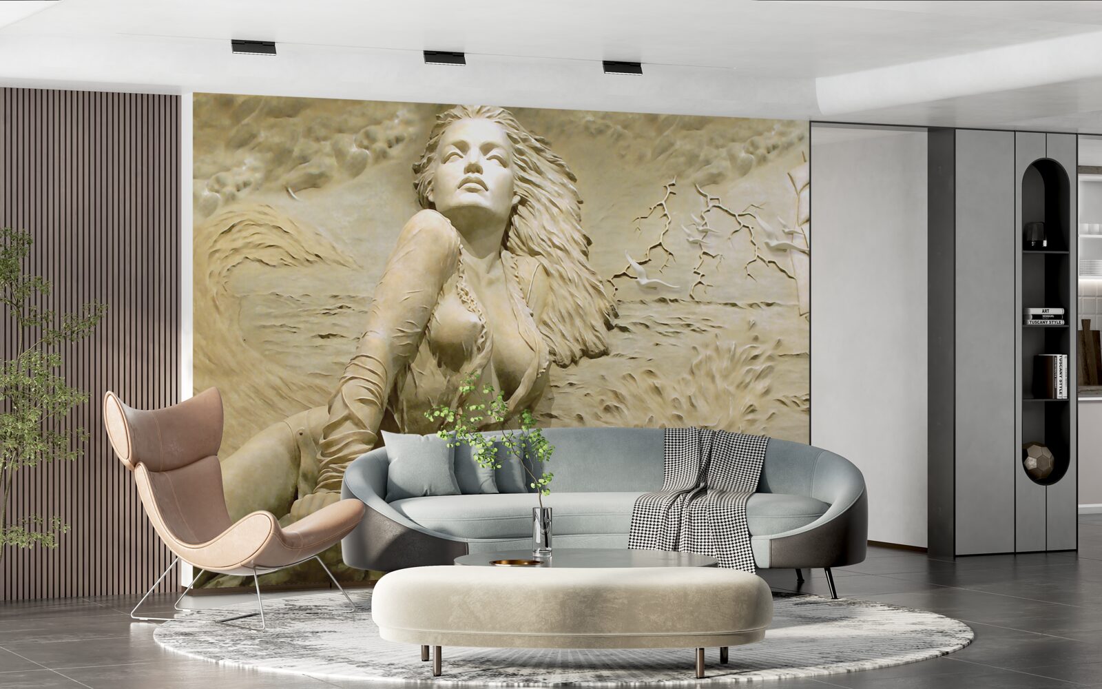 Papier peint à proximité d'une fille aux cheveux lâchés et à la voile