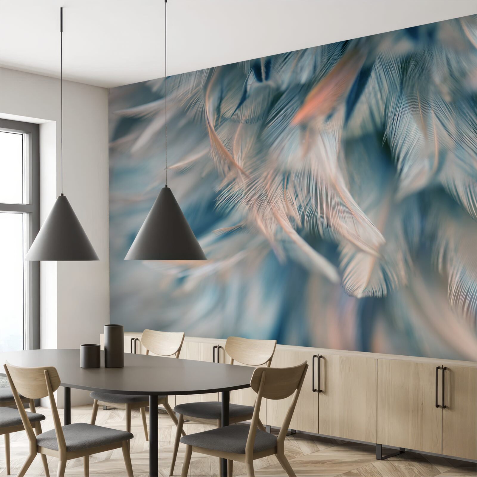 Papier peint fond doux composé de différentes plumes