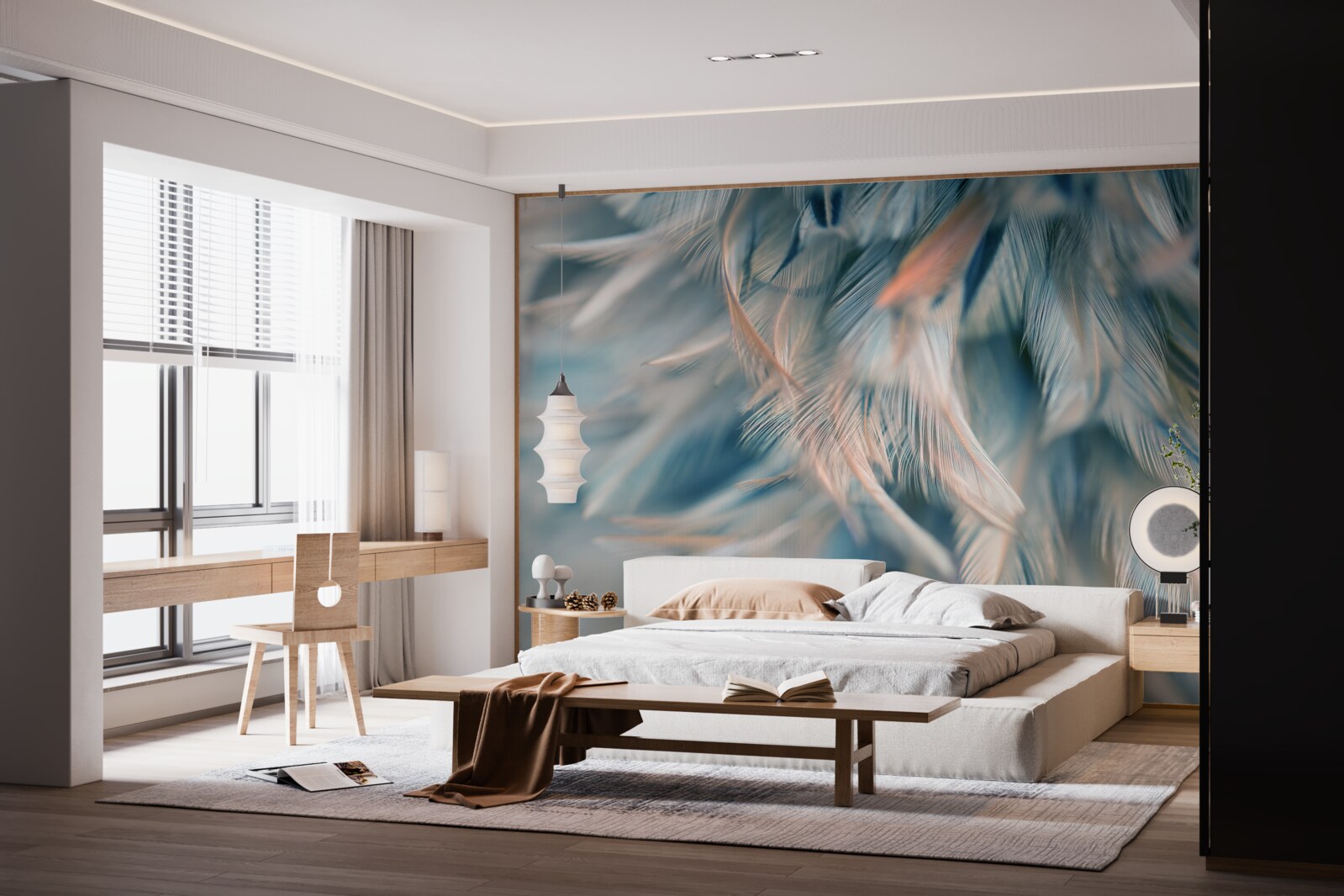 Papier peint fond doux composé de différentes plumes