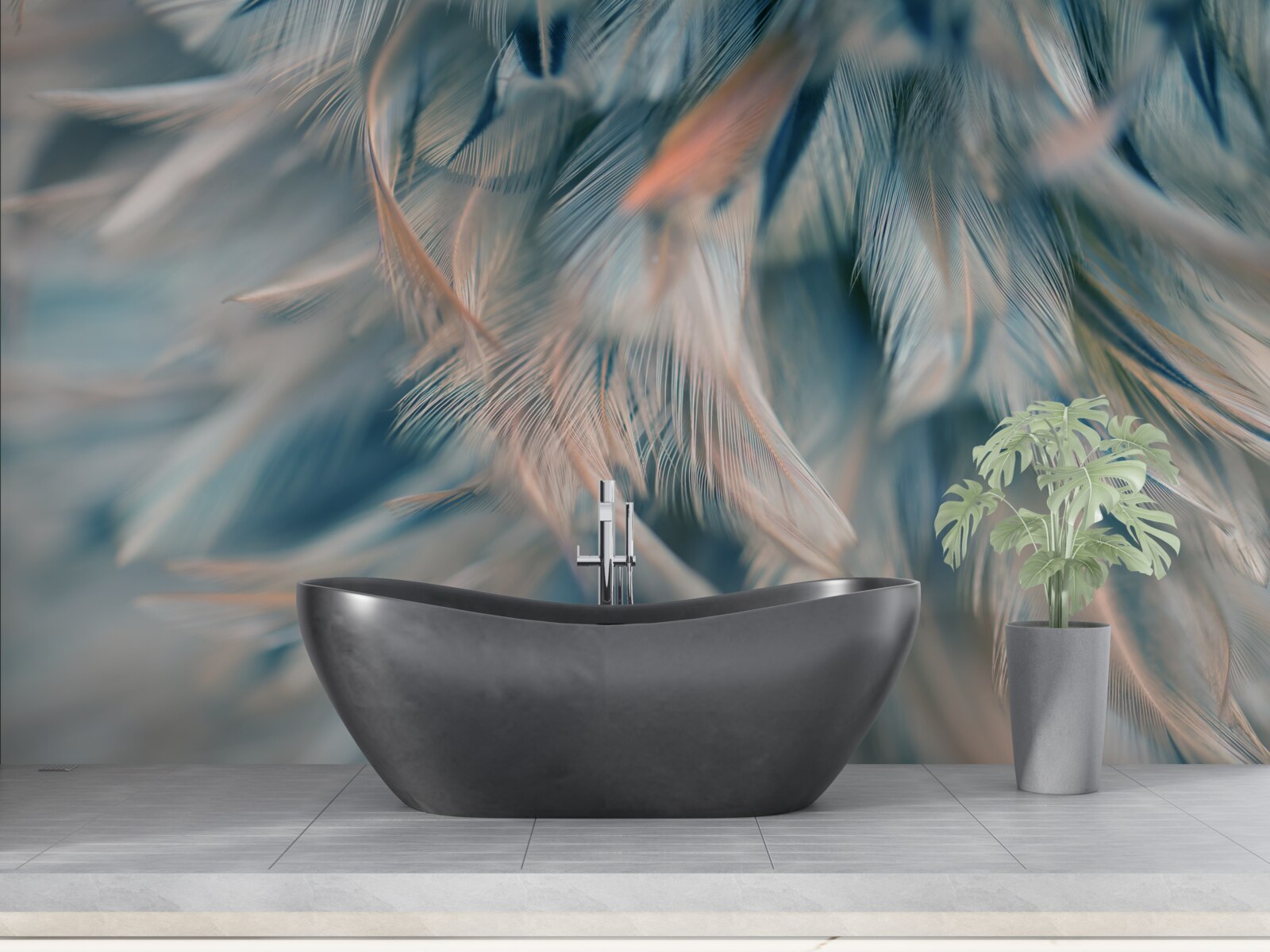 Papier peint fond doux composé de différentes plumes