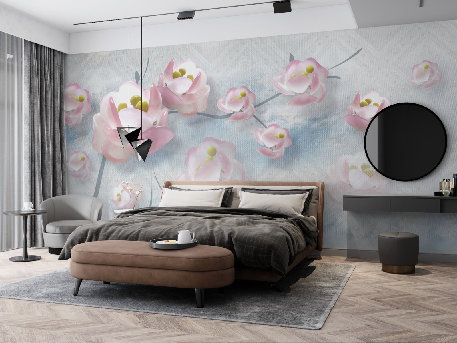 Papier peint des bourgeons délicats sur des éléments vitaux