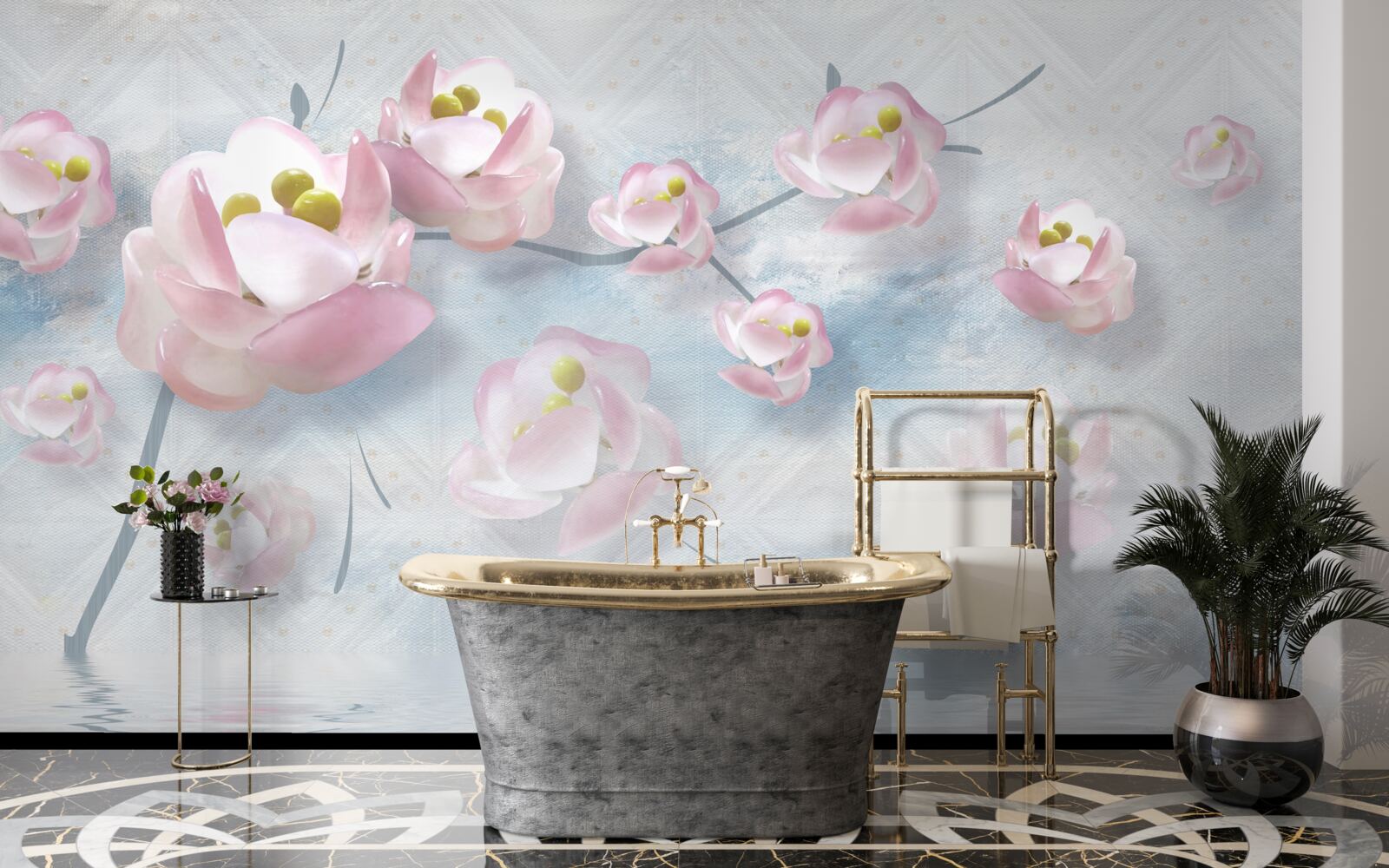 Papier peint des bourgeons délicats sur des éléments vitaux