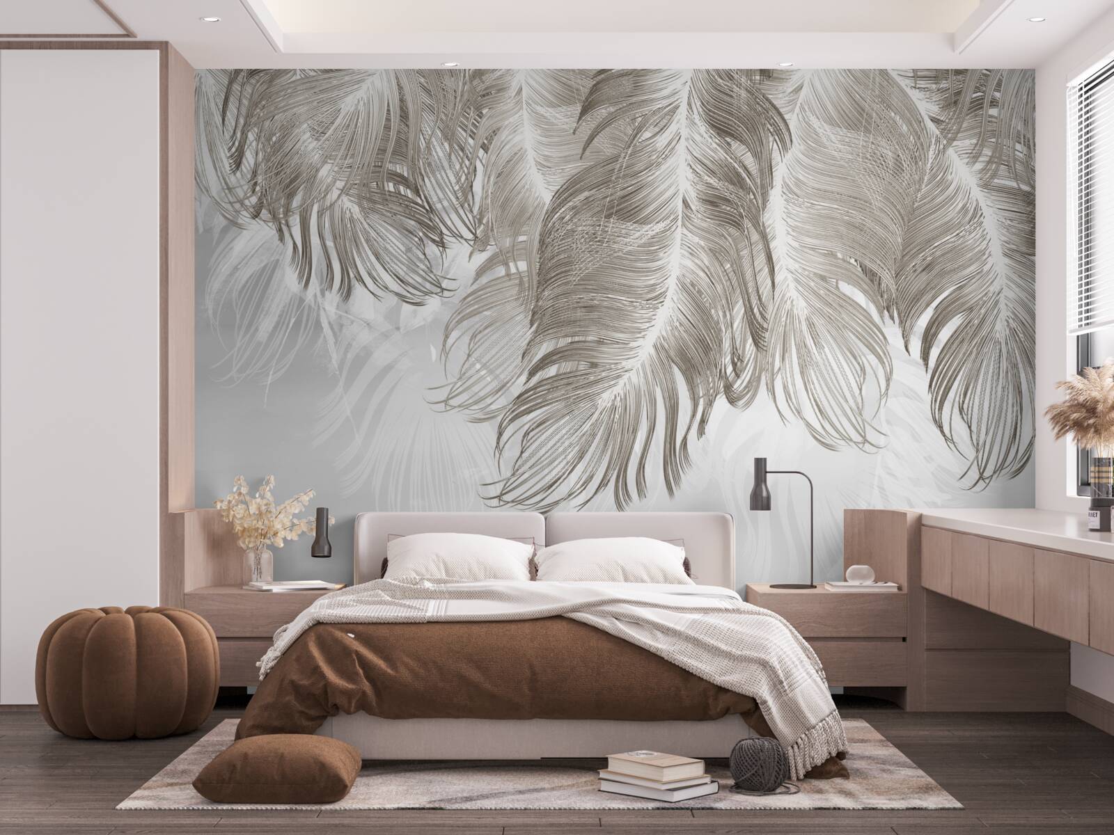 Papier peint plumes suspendues dans l'air en dessous