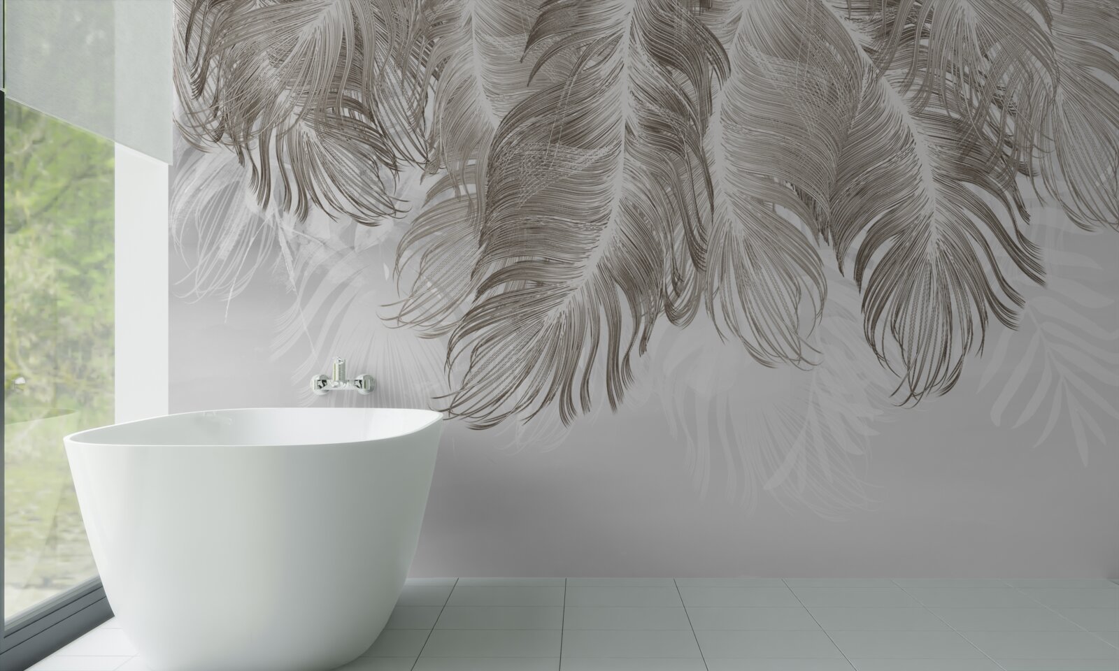 Papier peint plumes suspendues dans l'air en dessous