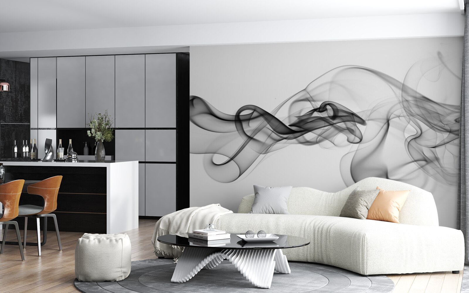 Papier peint abstraction de fumée noire