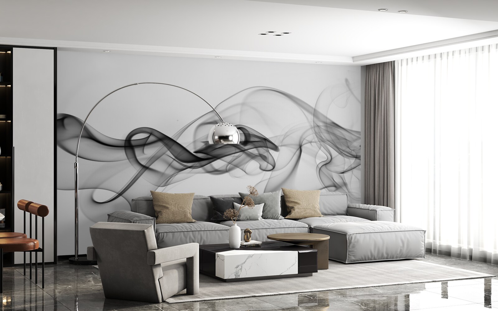 Papier peint abstraction de fumée noire