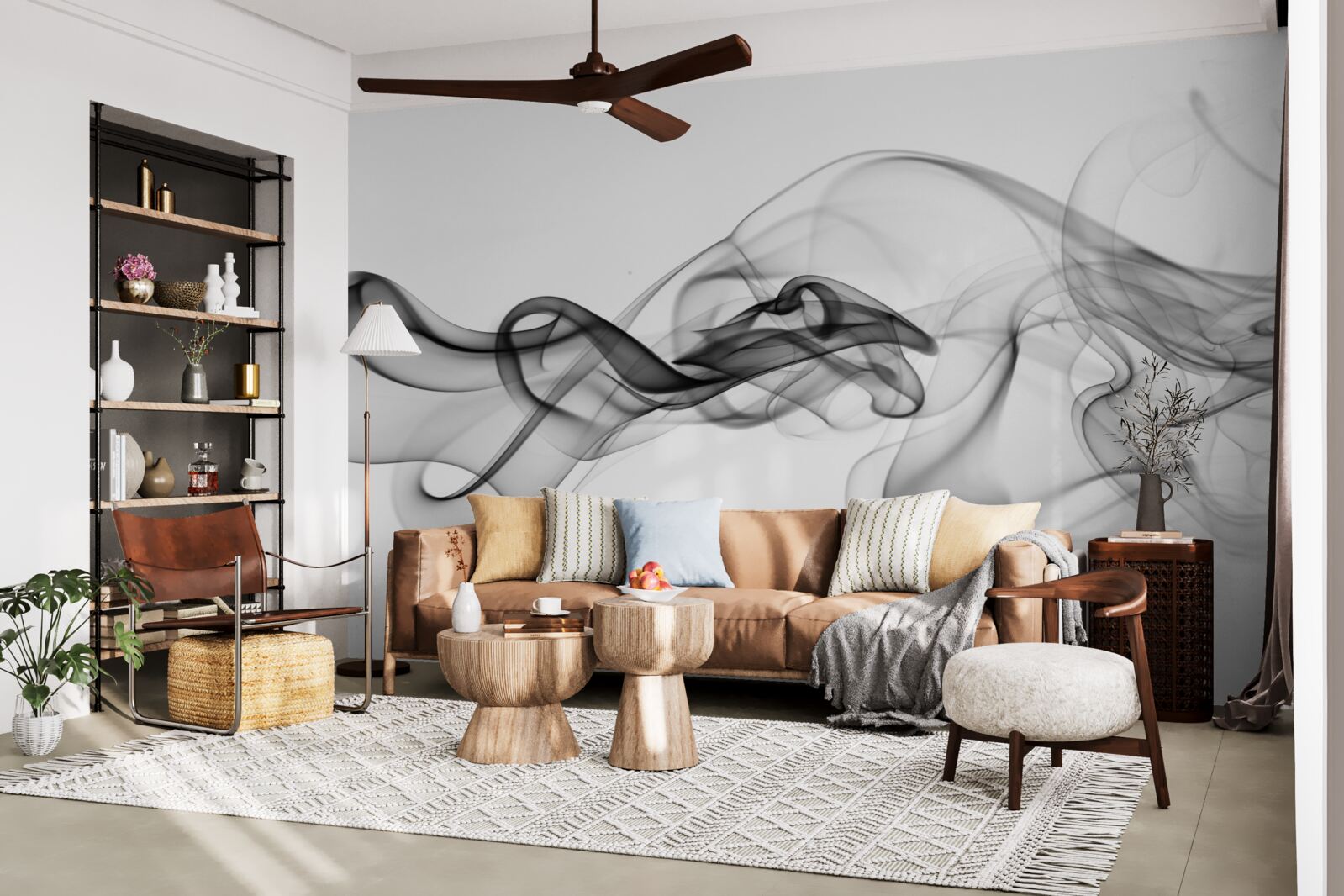 Papier peint abstraction de fumée noire