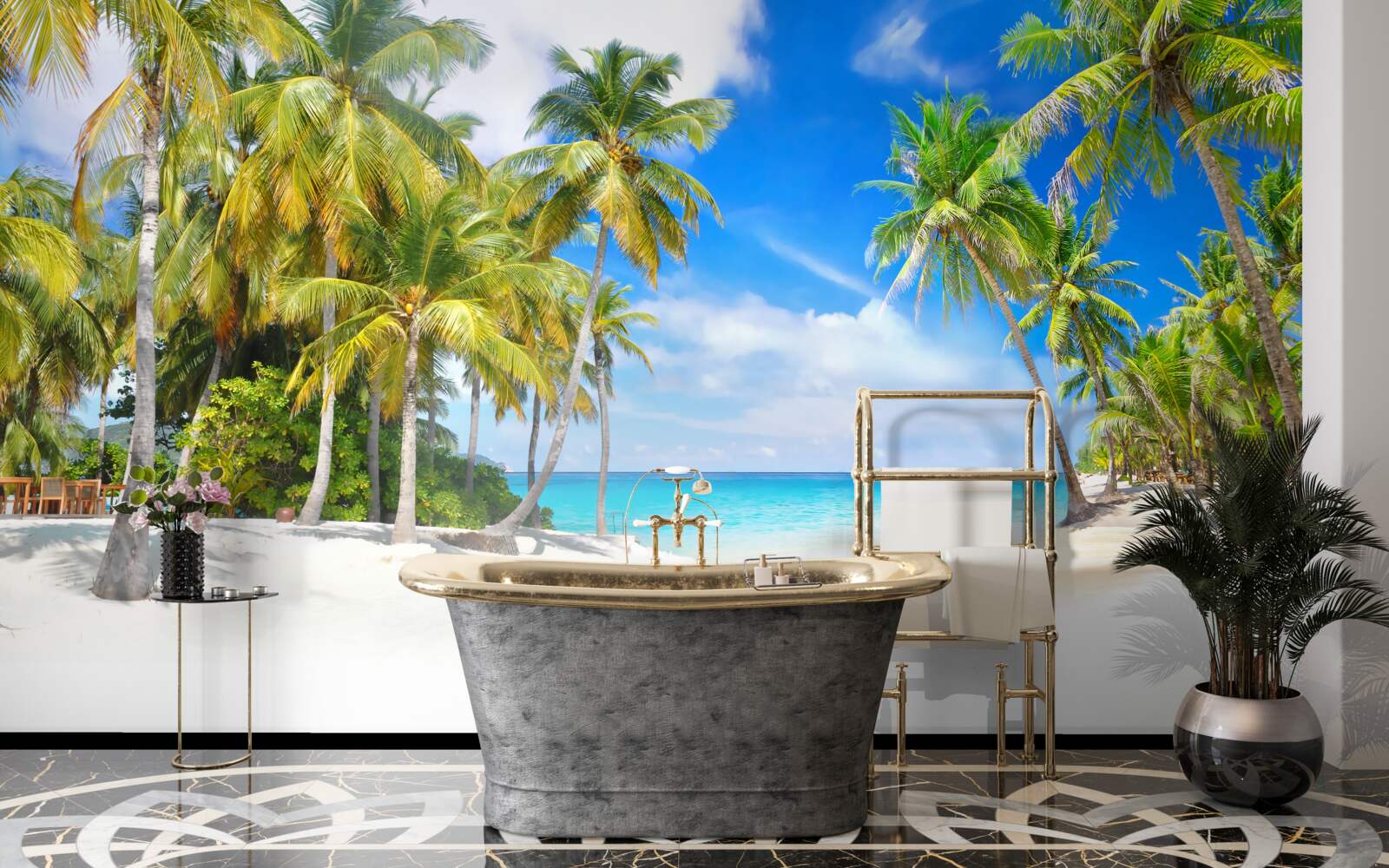 Papier peint rivage de l'océan avec une surface sablonneuse