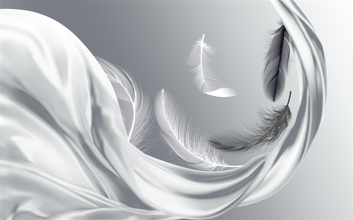 Papier peint plumes torsadées d'un blanc brillant