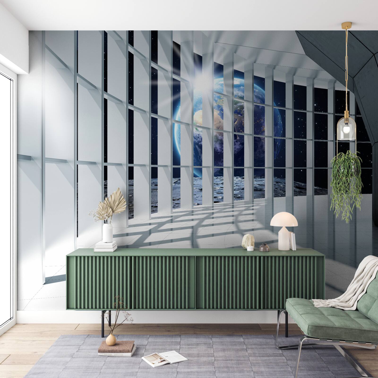 Papier peint La lumière de la planète pénètre dans le passage du bâtiment