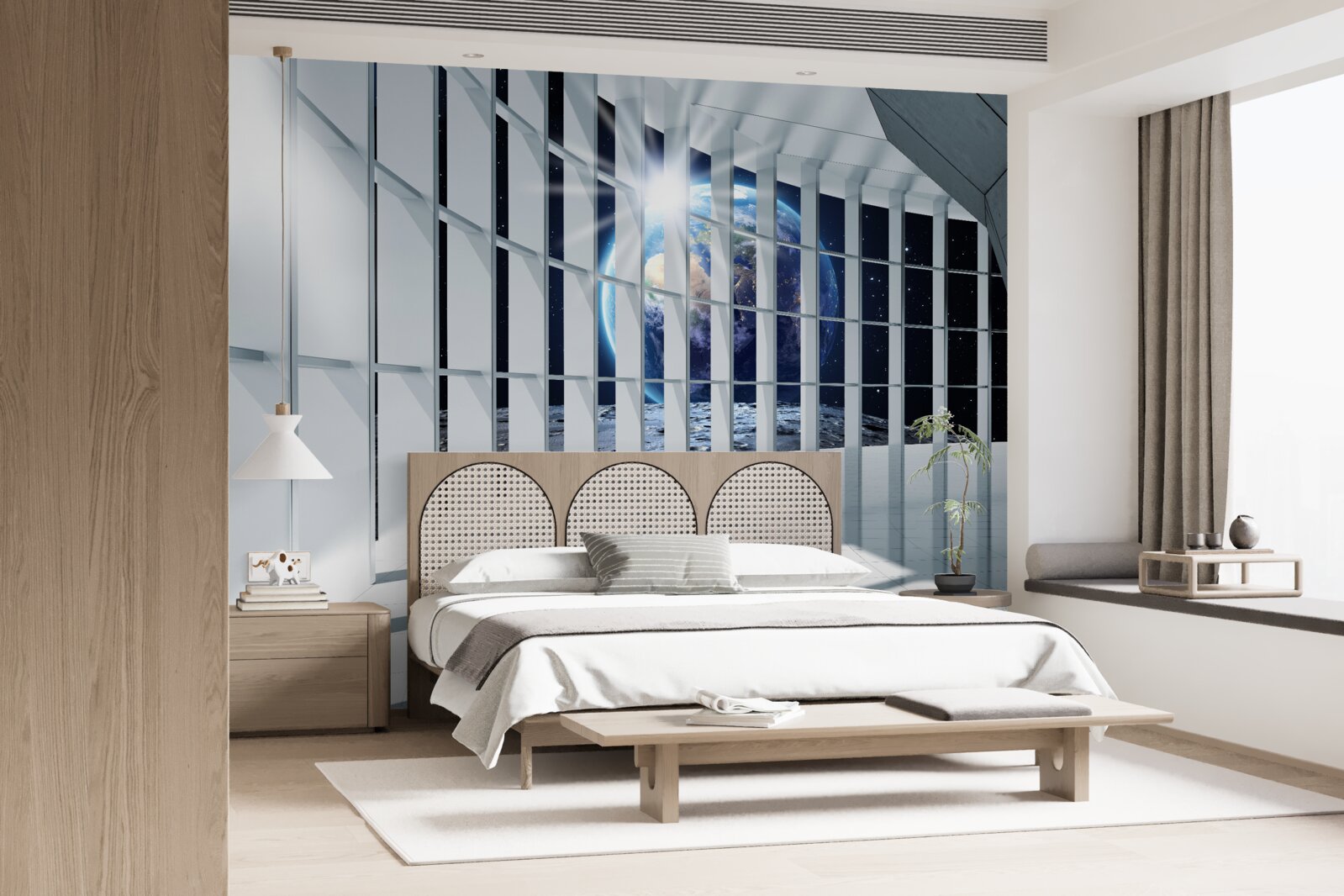 Papier peint La lumière de la planète pénètre dans le passage du bâtiment