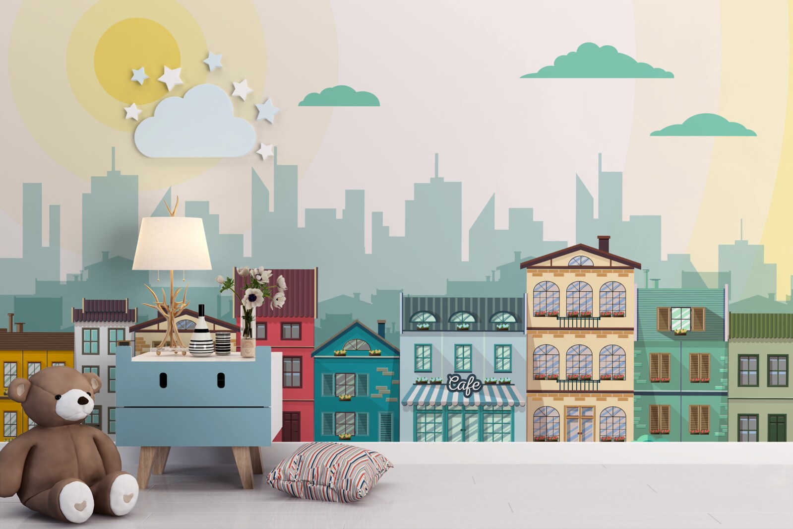 Papier peint De belles maisons aux couleurs variées