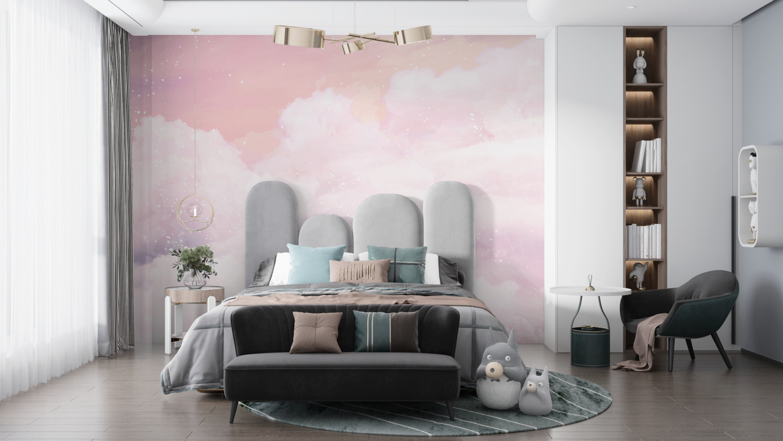 Papier peint la douceur des nuages roses et blancs