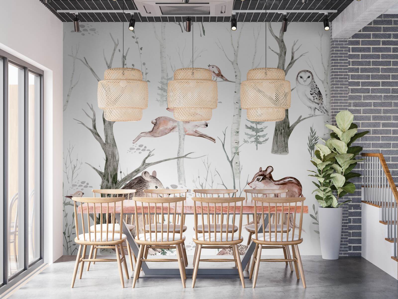 Papier peint forêt d'animaux