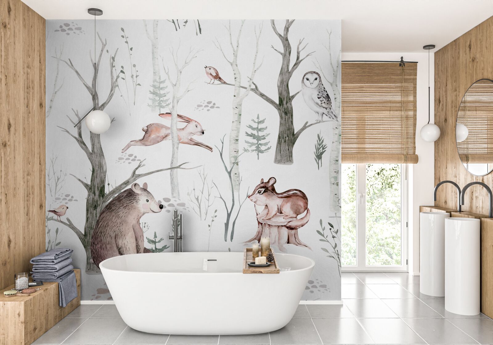 Papier peint forêt d'animaux