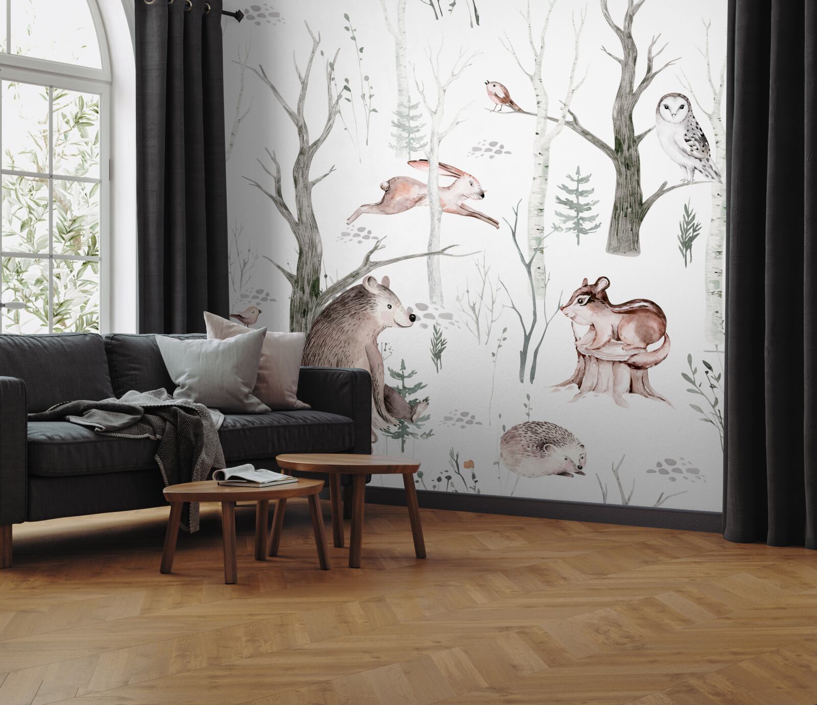 Papier peint forêt d'animaux