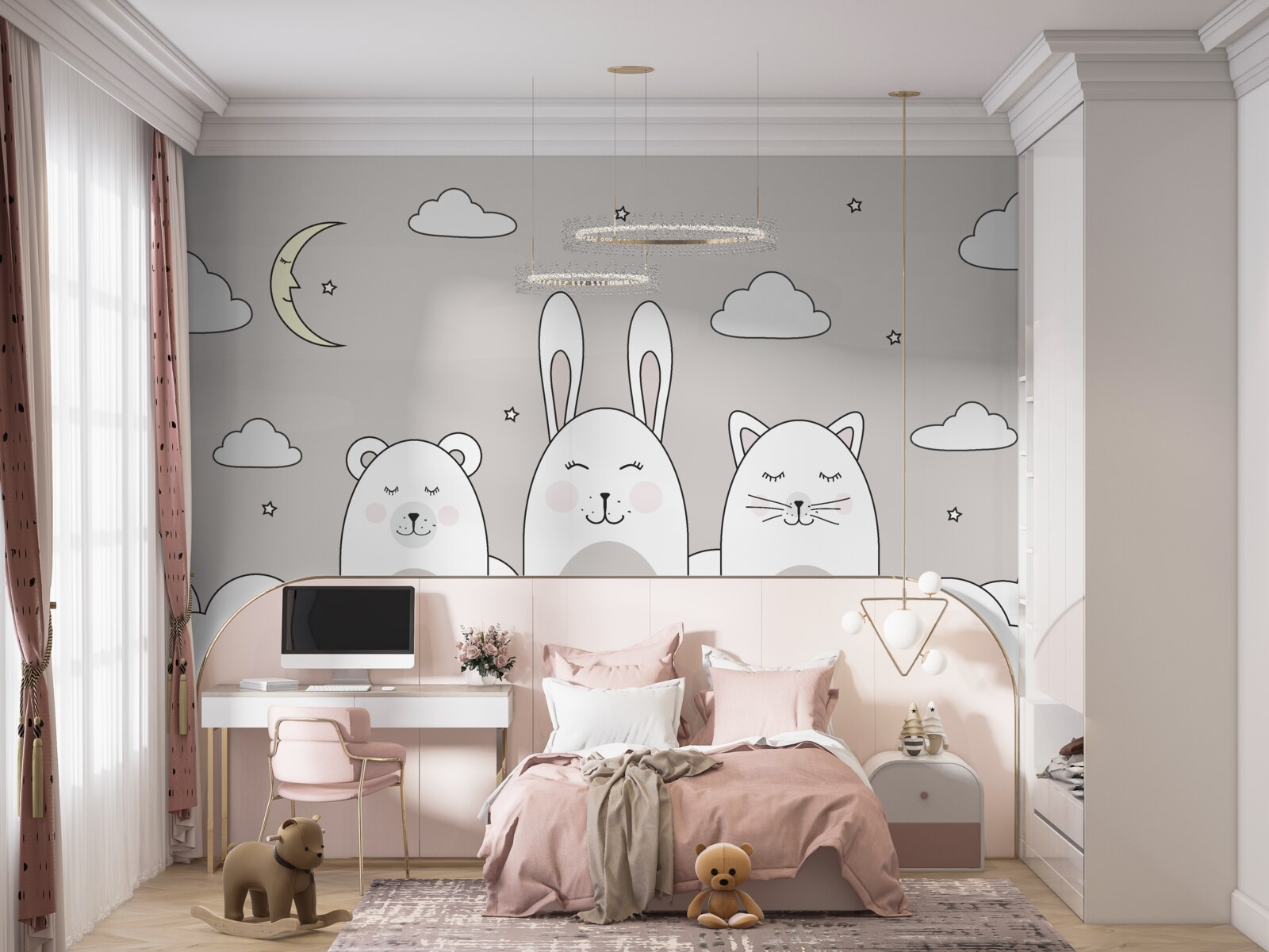 Papier peint De mignons petits animaux s'endorment