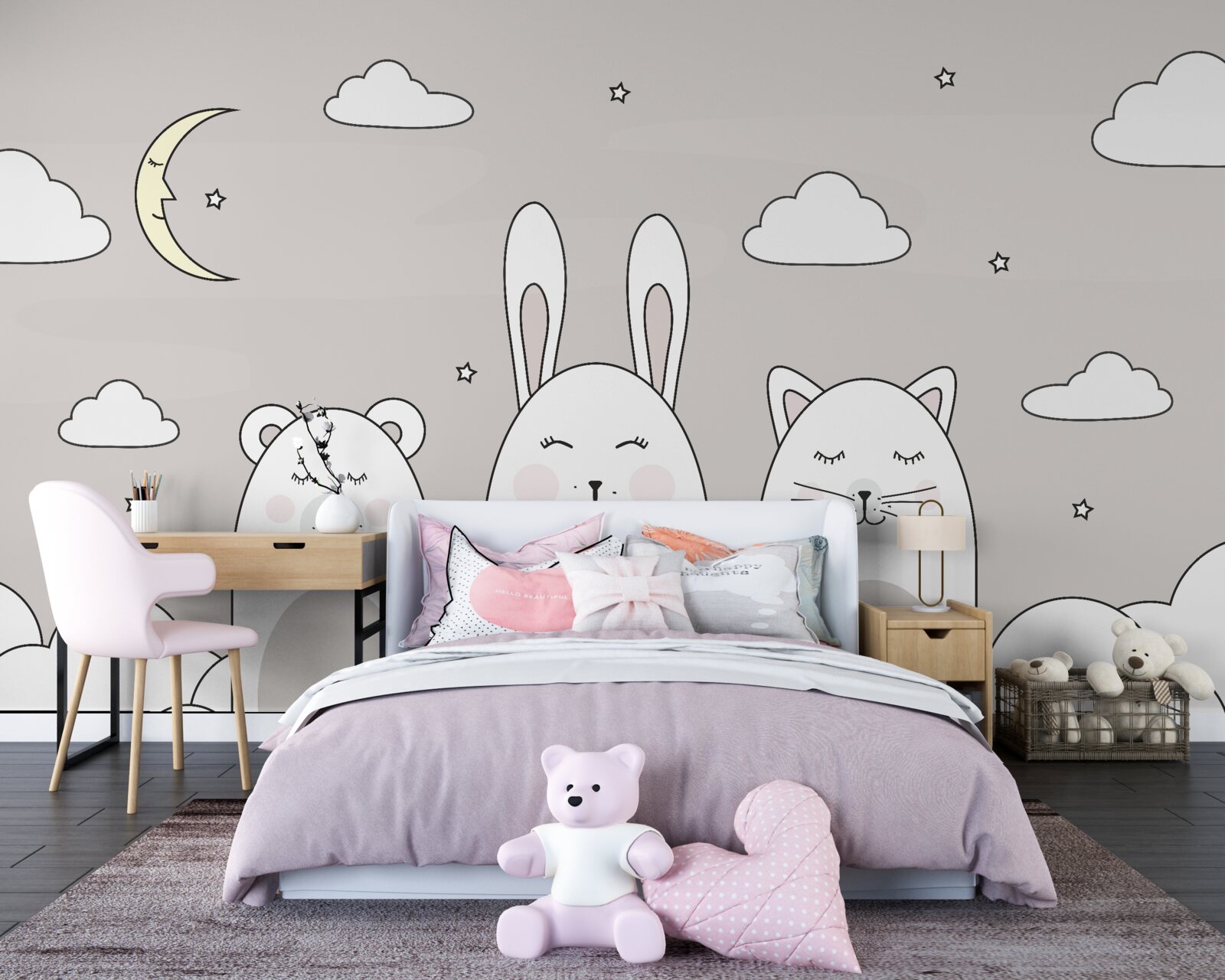 Papier peint De mignons petits animaux s'endorment