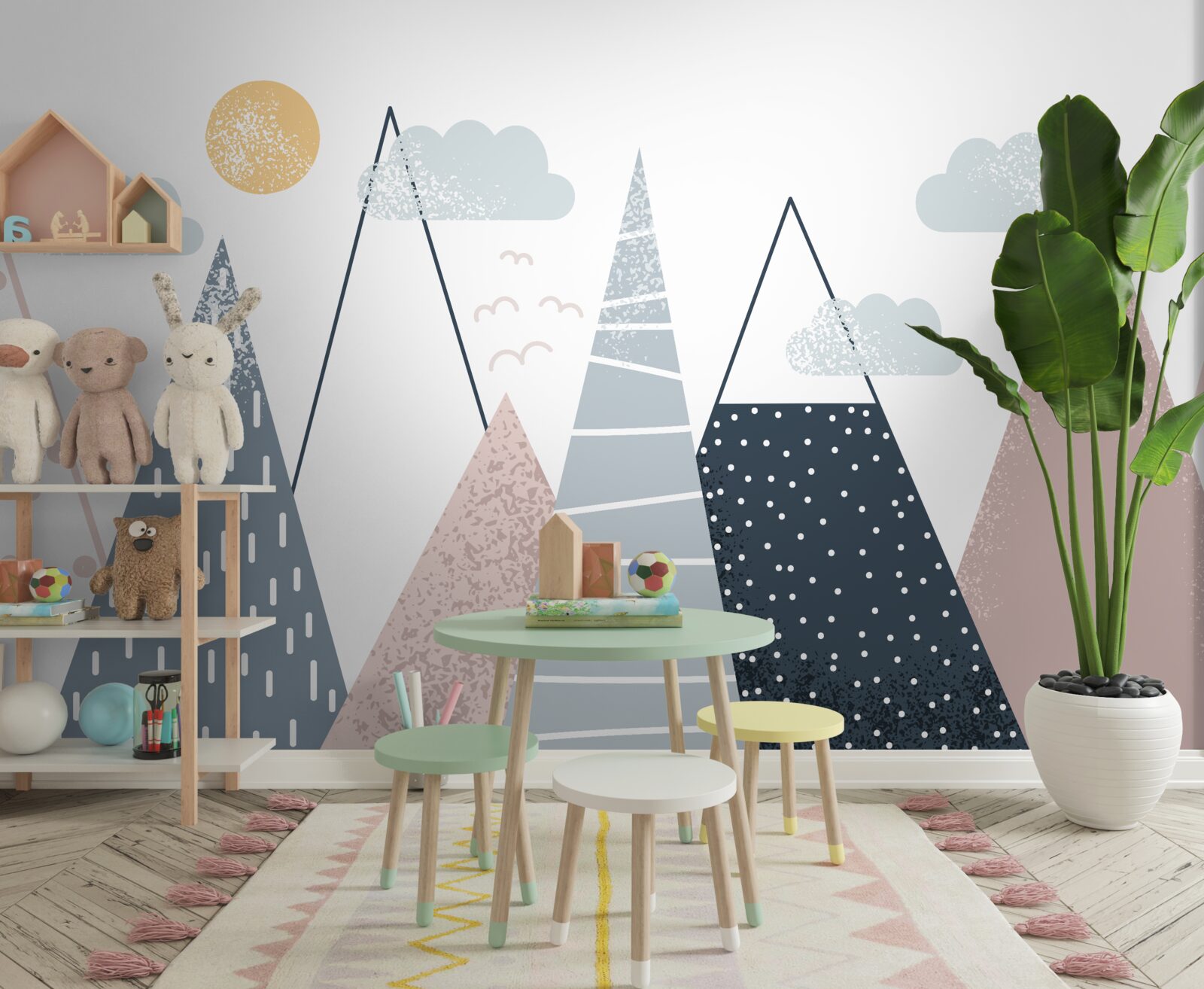 Papier peint les sommets des montagnes sont illuminés par le soleil