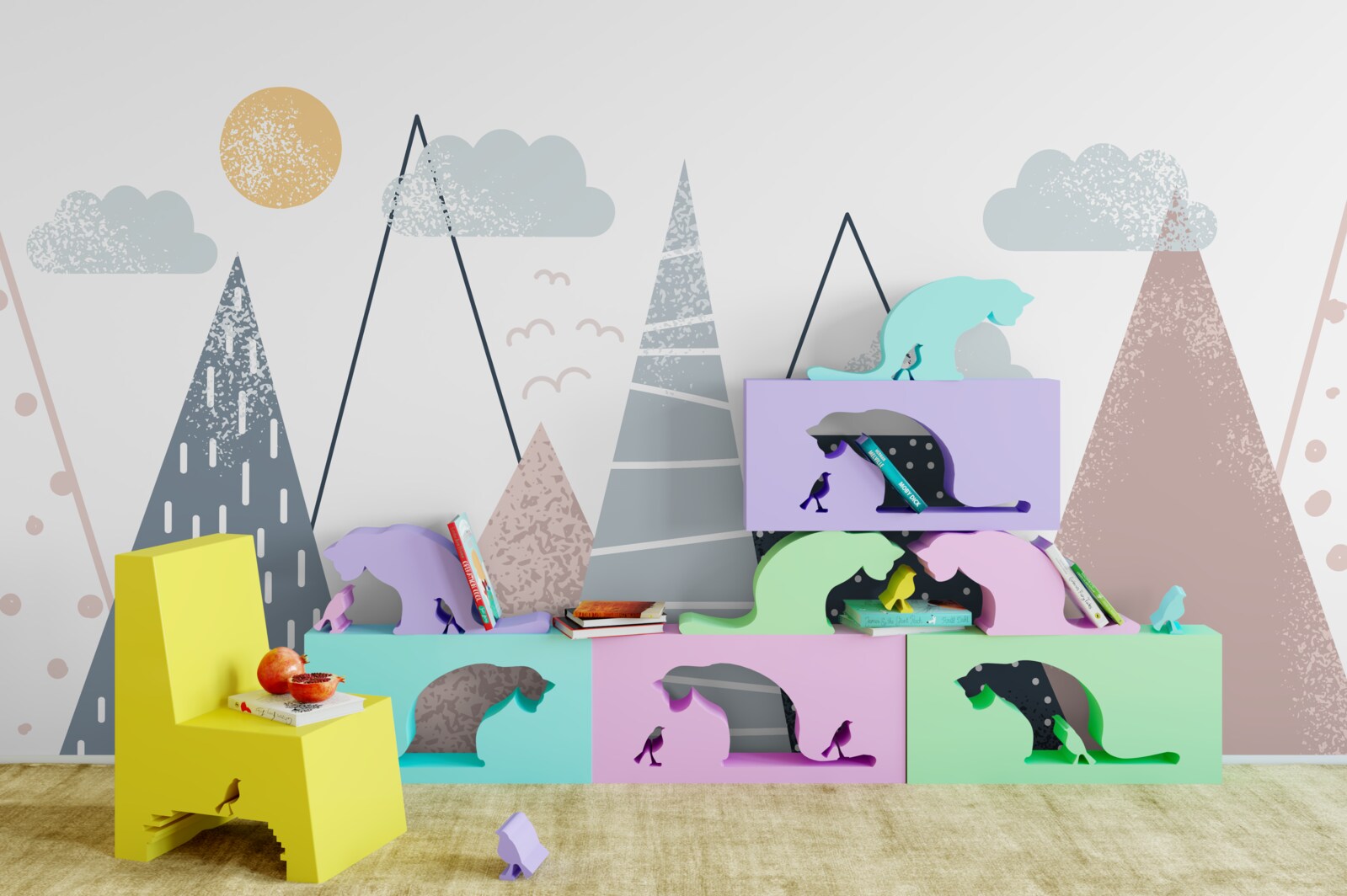 Papier peint les sommets des montagnes sont illuminés par le soleil