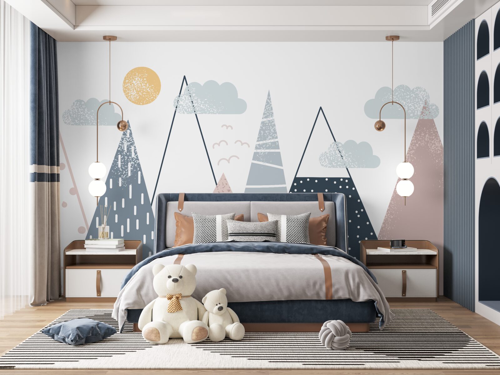 Papier peint les sommets des montagnes sont illuminés par le soleil