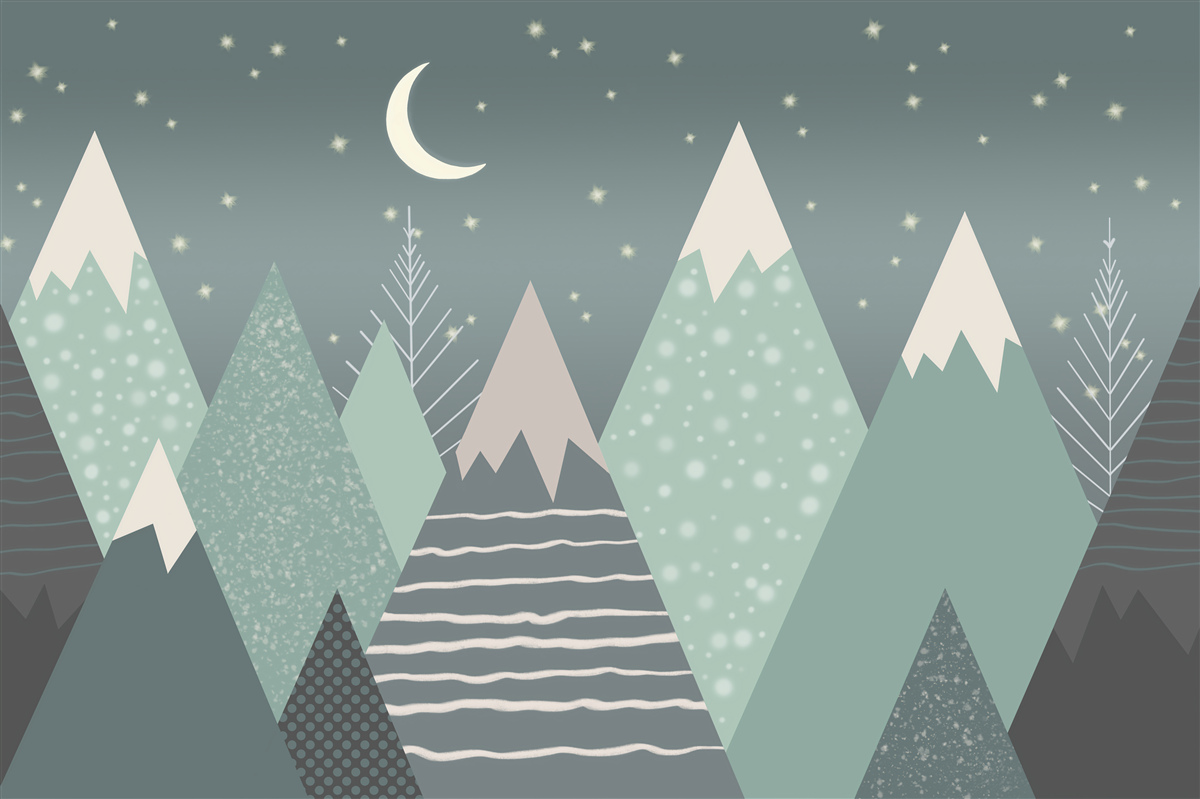 Papier peint montagnes au clair de lune