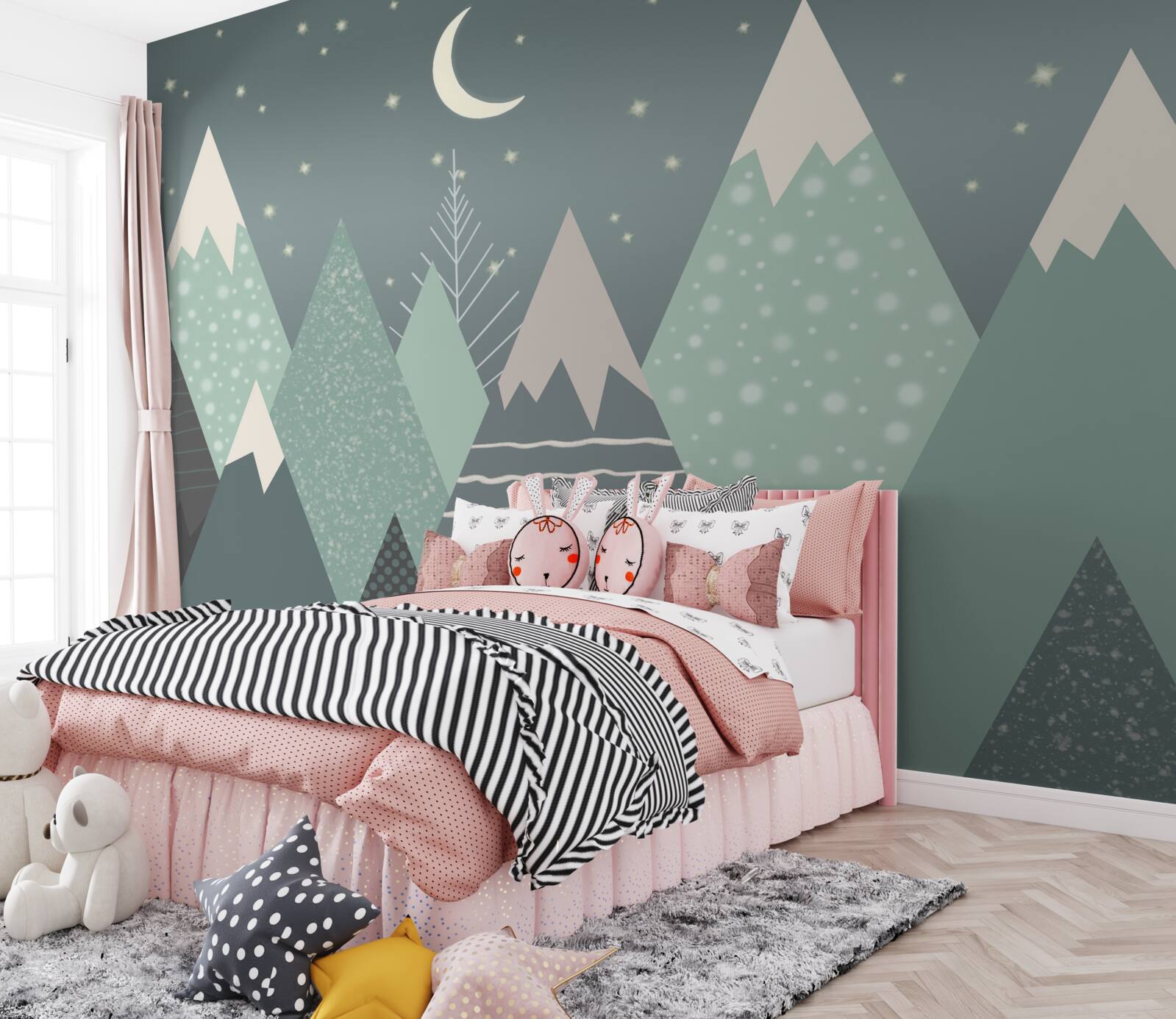 Papier peint montagnes au clair de lune