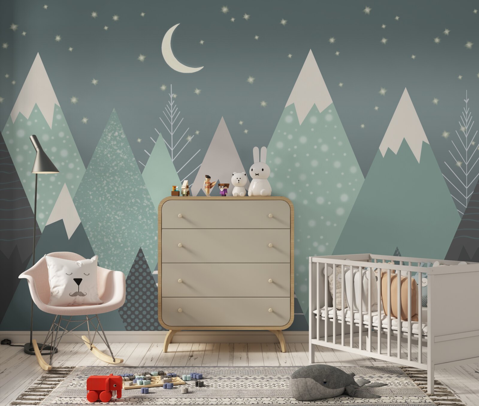 Papier peint montagnes au clair de lune