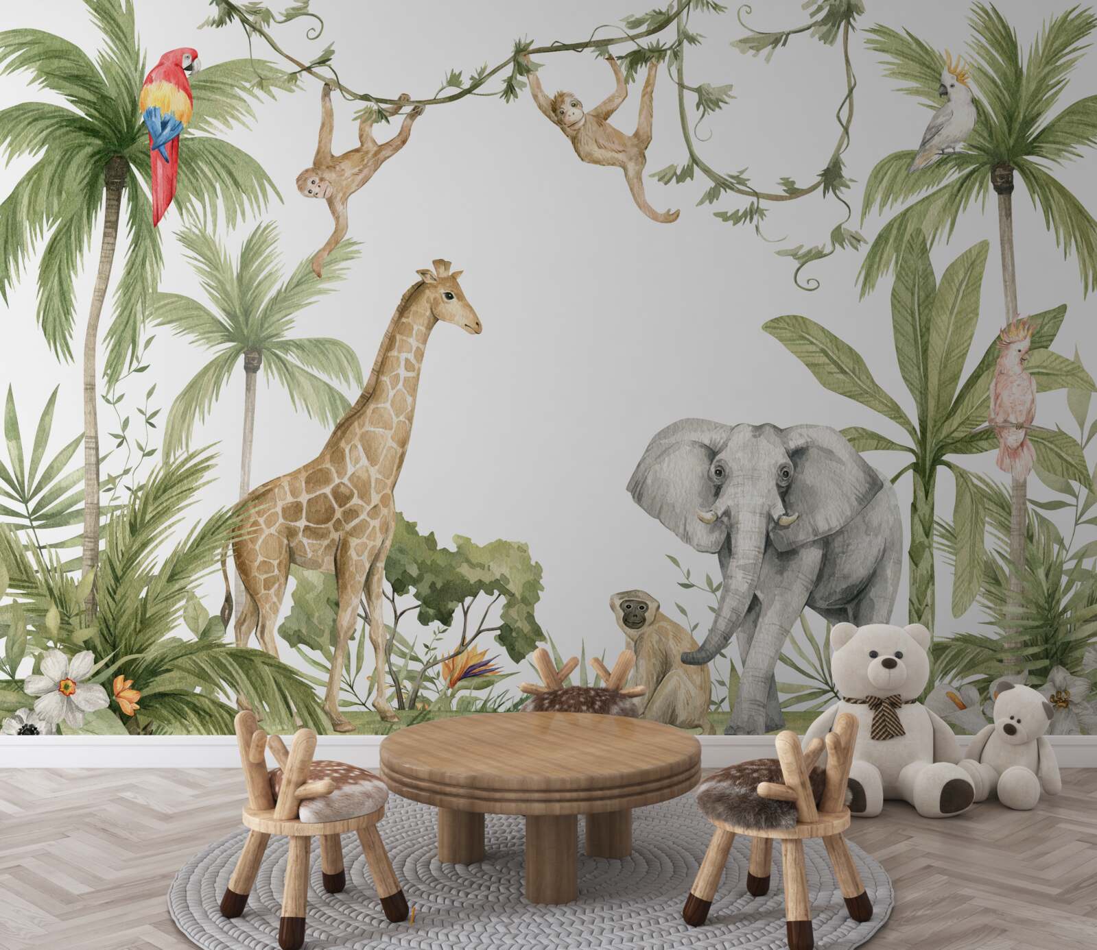 Papier peint les animaux de la forêt tropicale