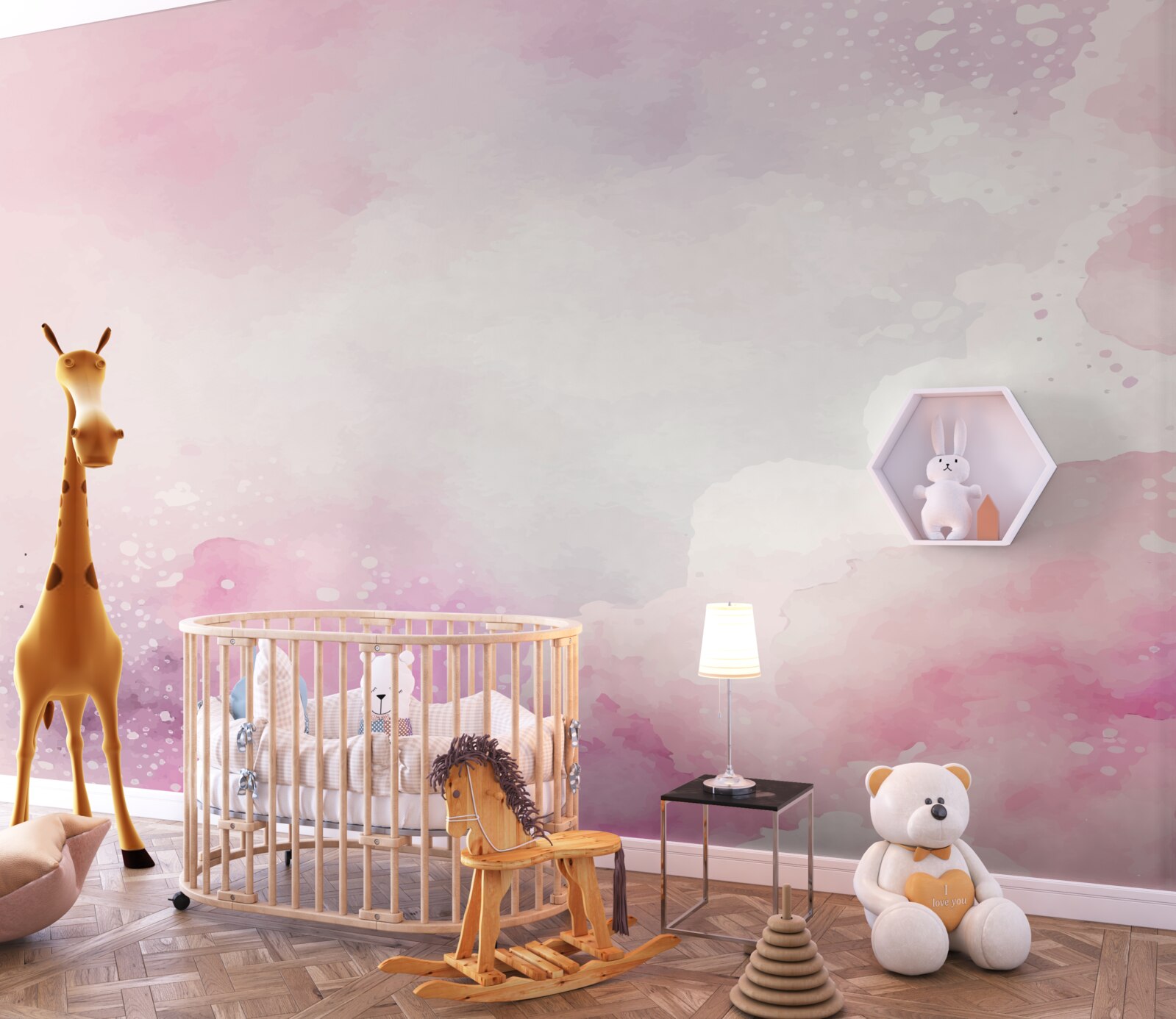 Papier peint fond doux dans les tons roses de l'aquarelle