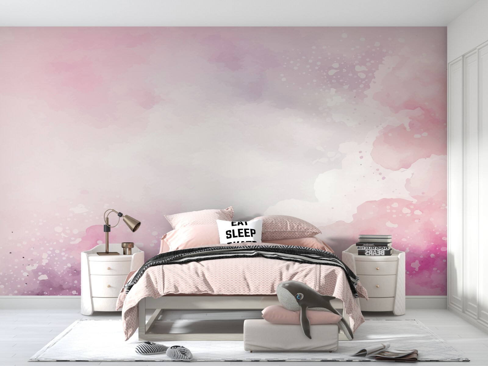 Papier peint fond doux dans les tons roses de l'aquarelle