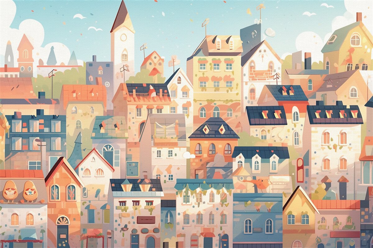 Papier peint toits des maisons urbaines