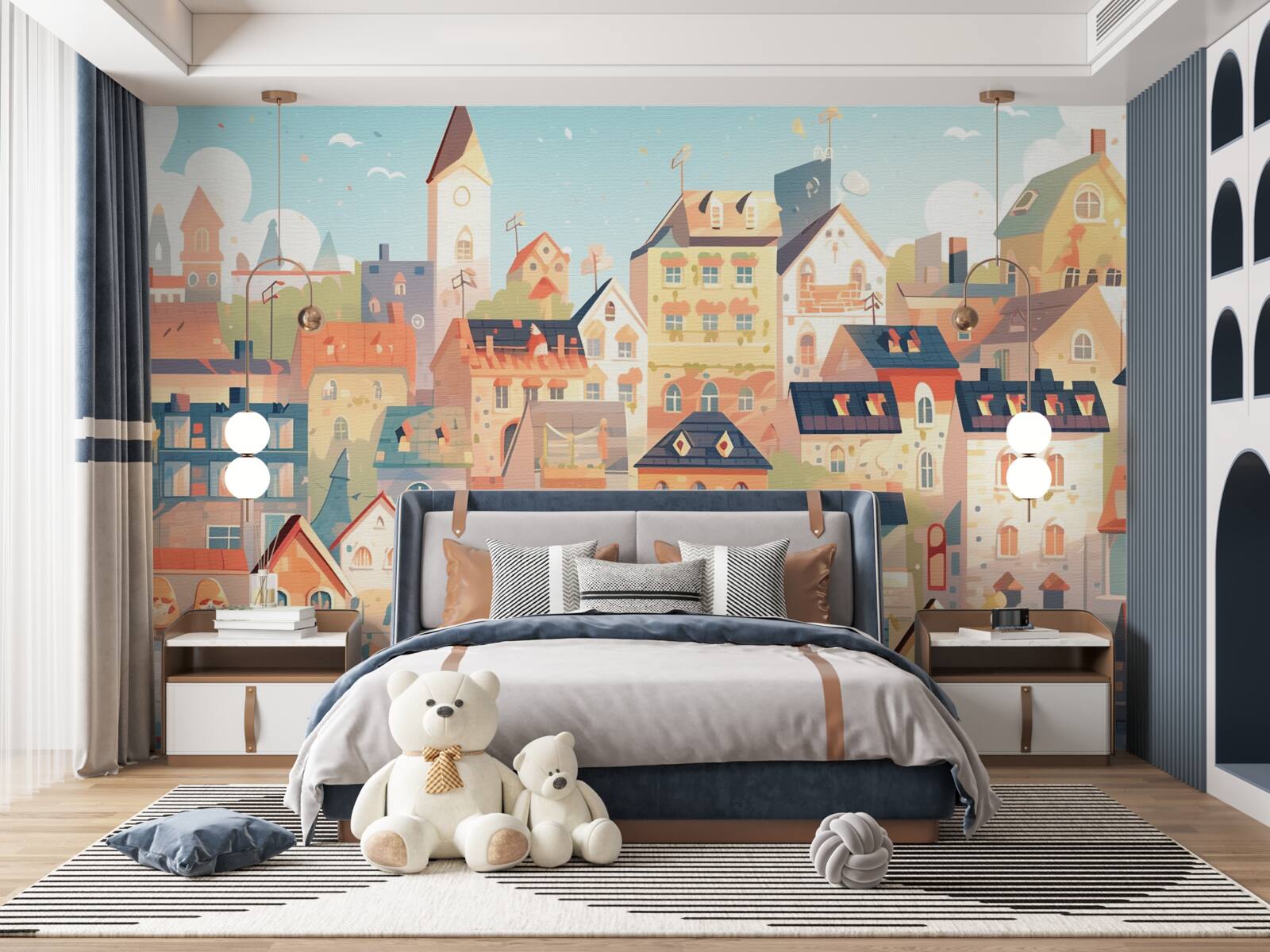 Papier peint toits des maisons urbaines