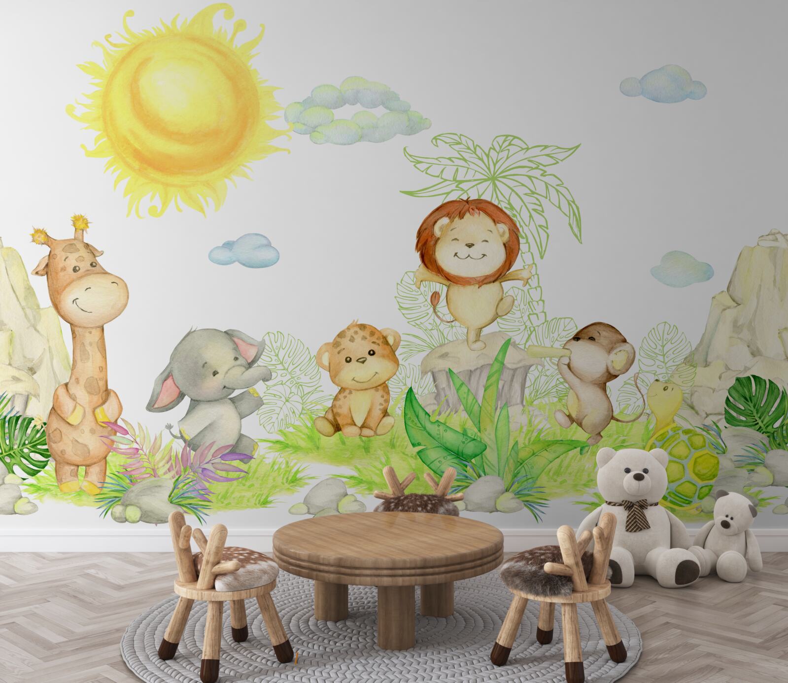 Papier peint les petits animaux s'amusent