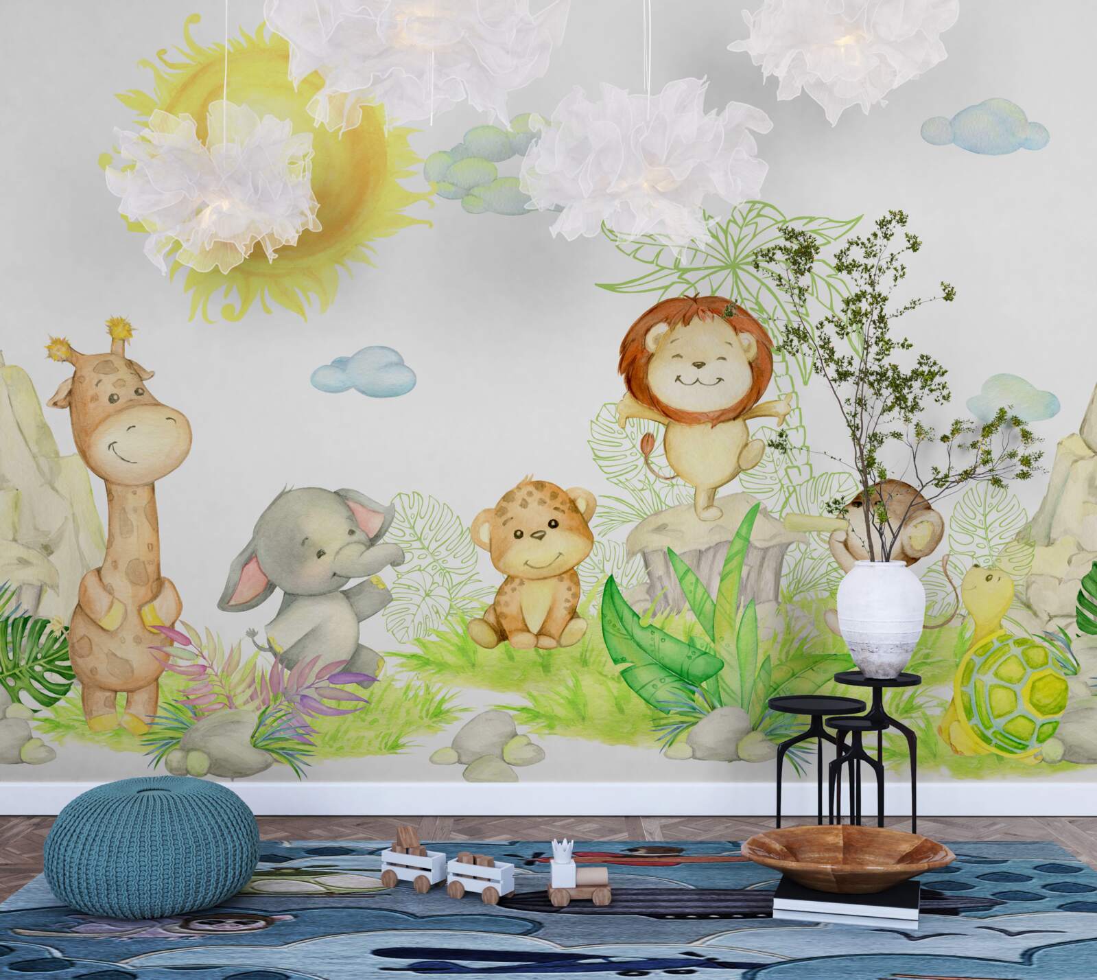 Papier peint les petits animaux s'amusent