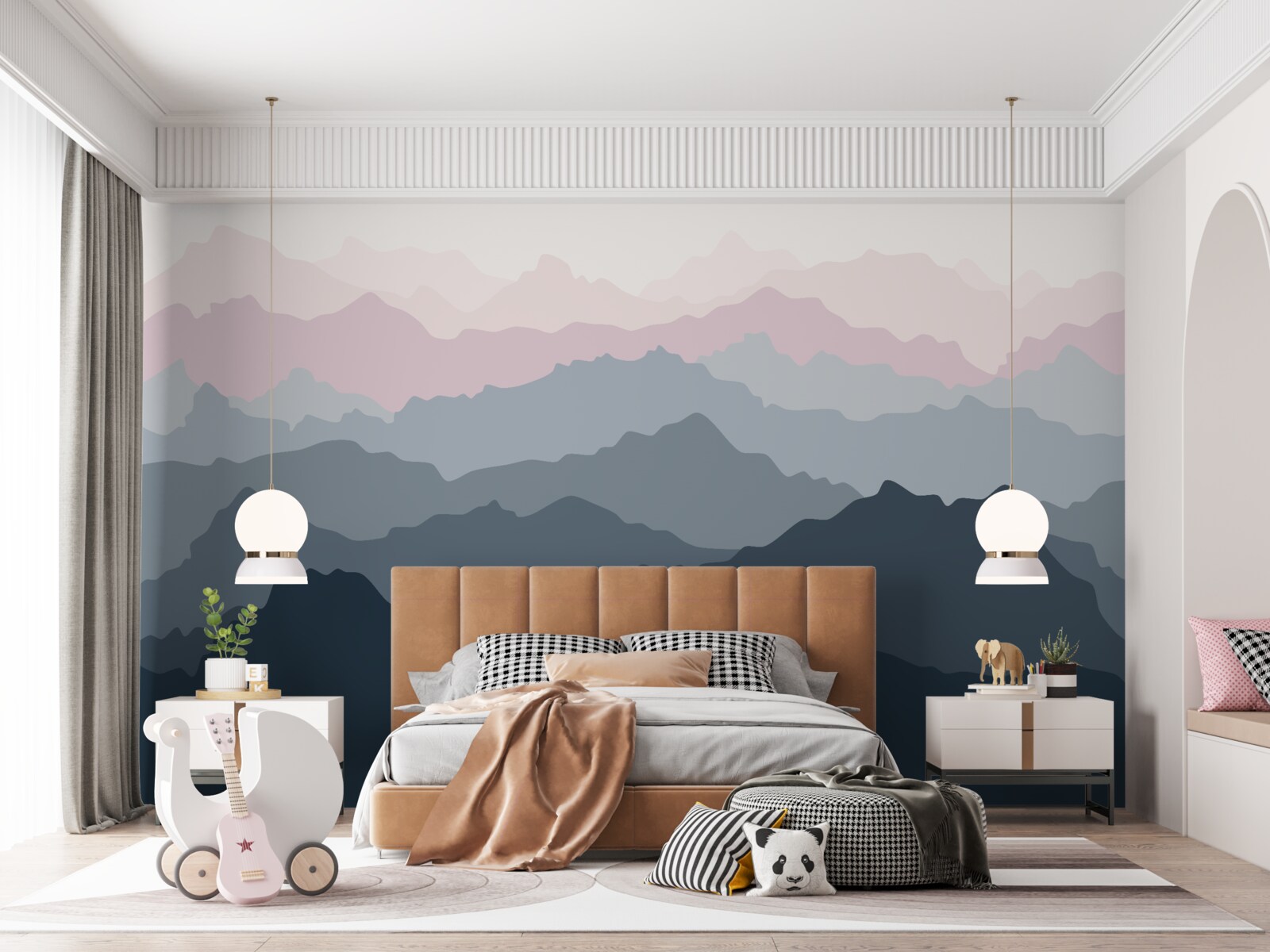 Papier peint silhouettes de montagne en différentes teintes