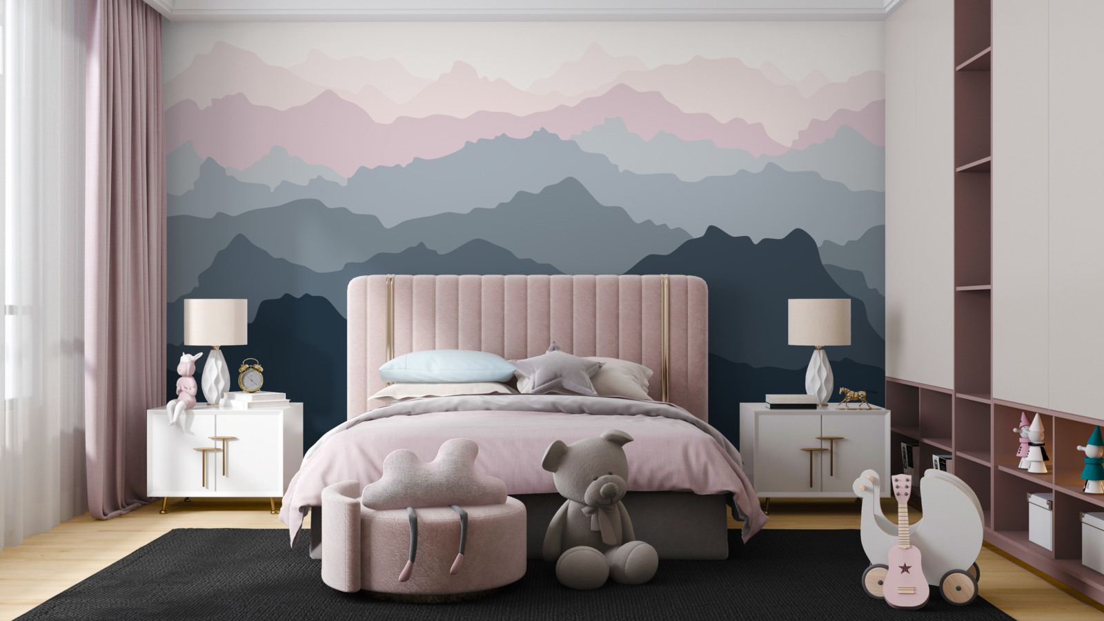 Papier peint silhouettes de montagne en différentes teintes