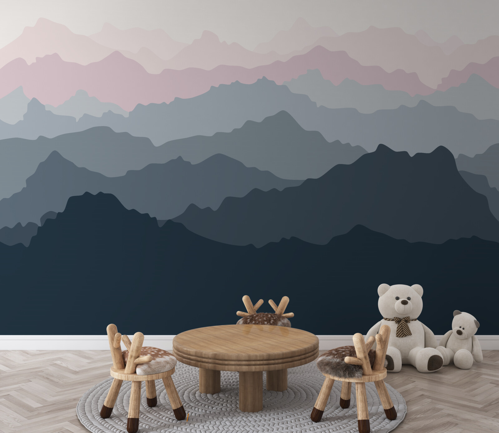 Papier peint silhouettes de montagne en différentes teintes