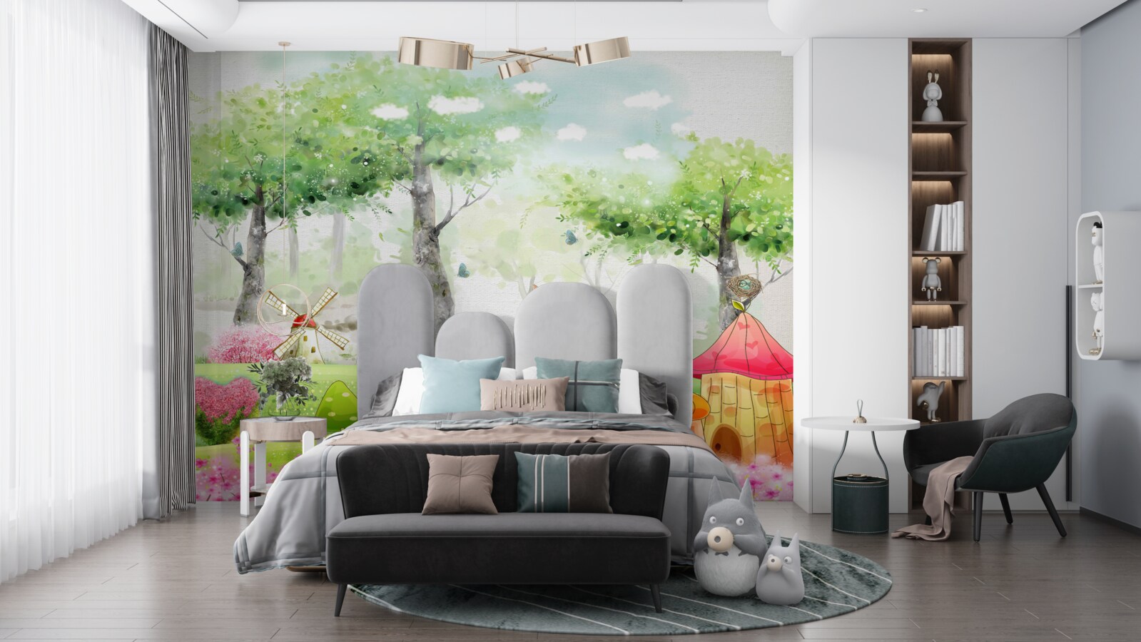 Papier peint animal nordique dans une clairière lumineuse