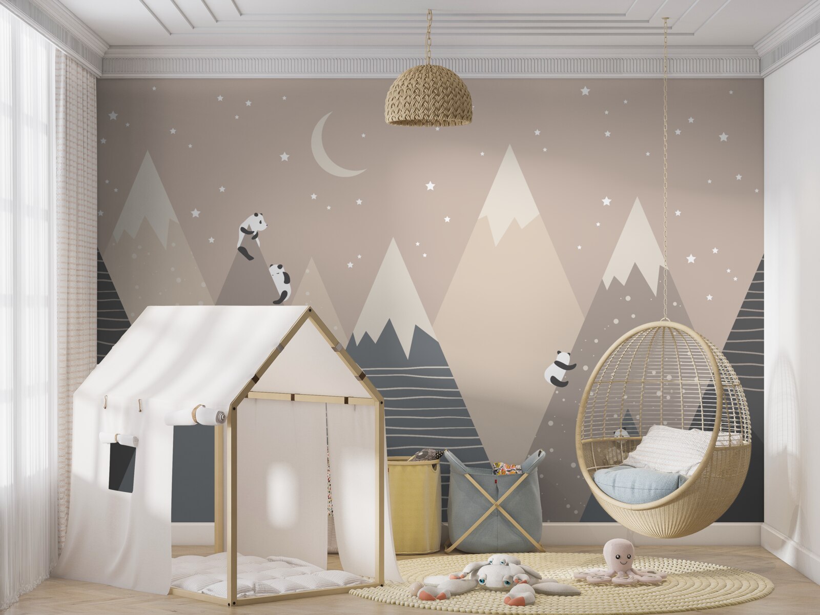 Papier peint les pandas escaladent les montagnes