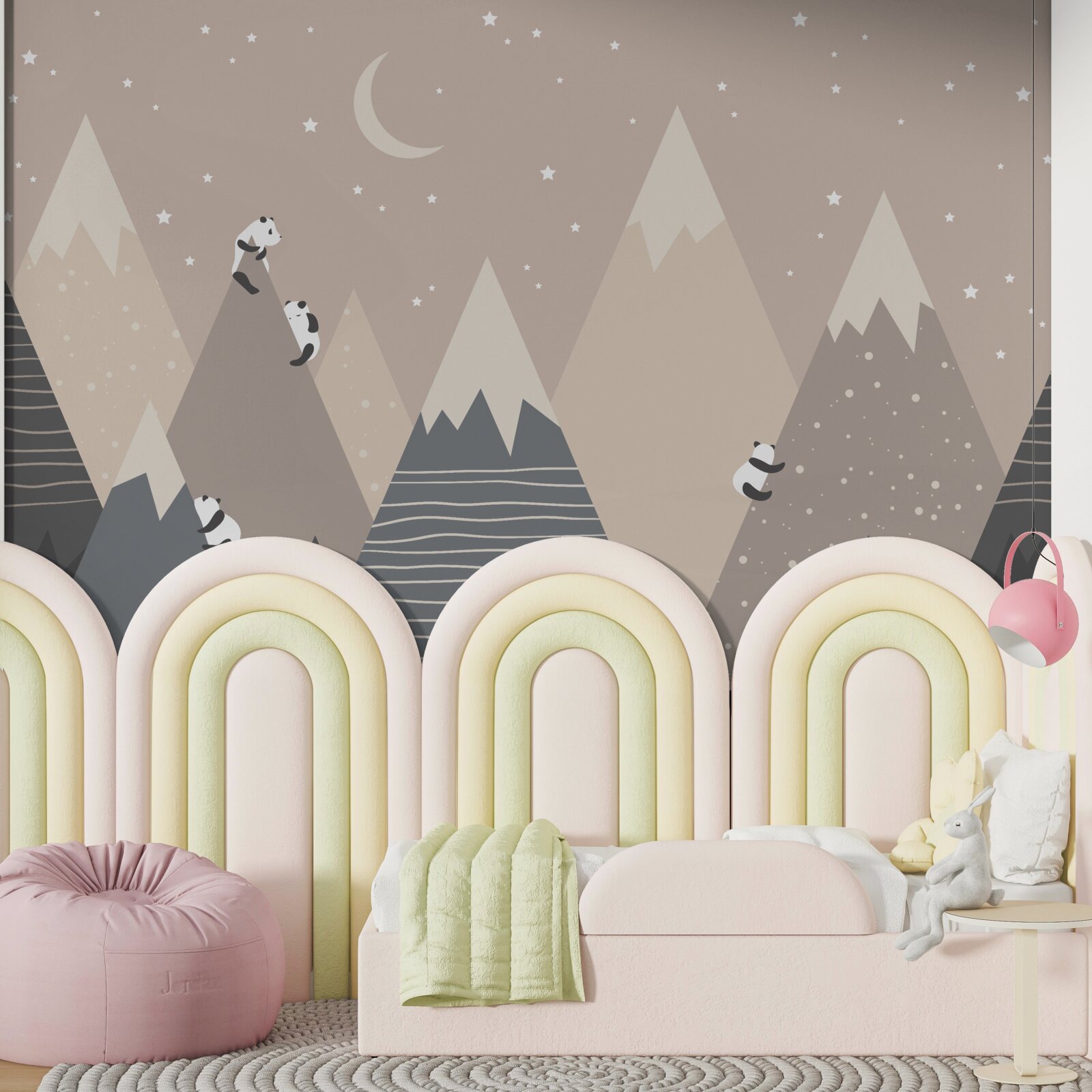 Papier peint les pandas escaladent les montagnes