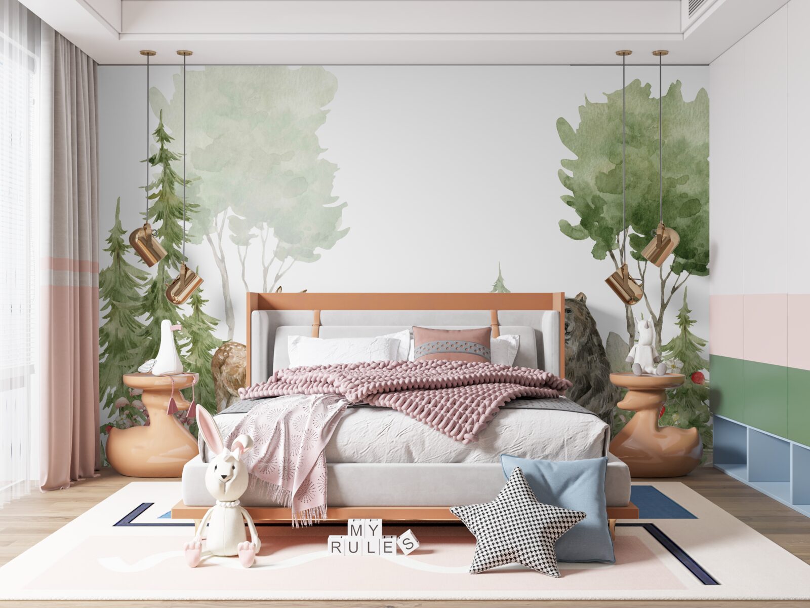 Papier peint ours, rennes et renards dans la nature