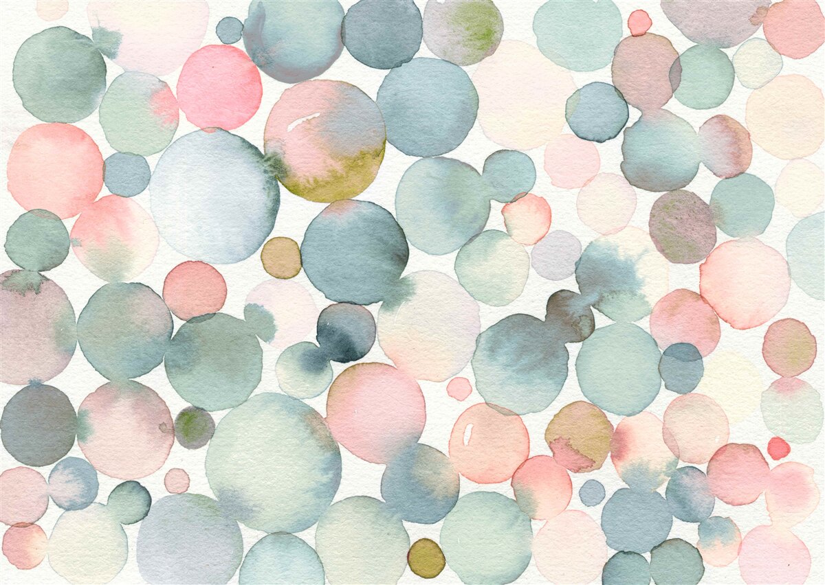 Papier peint bulles de différentes teintes remplies d'aquarelle