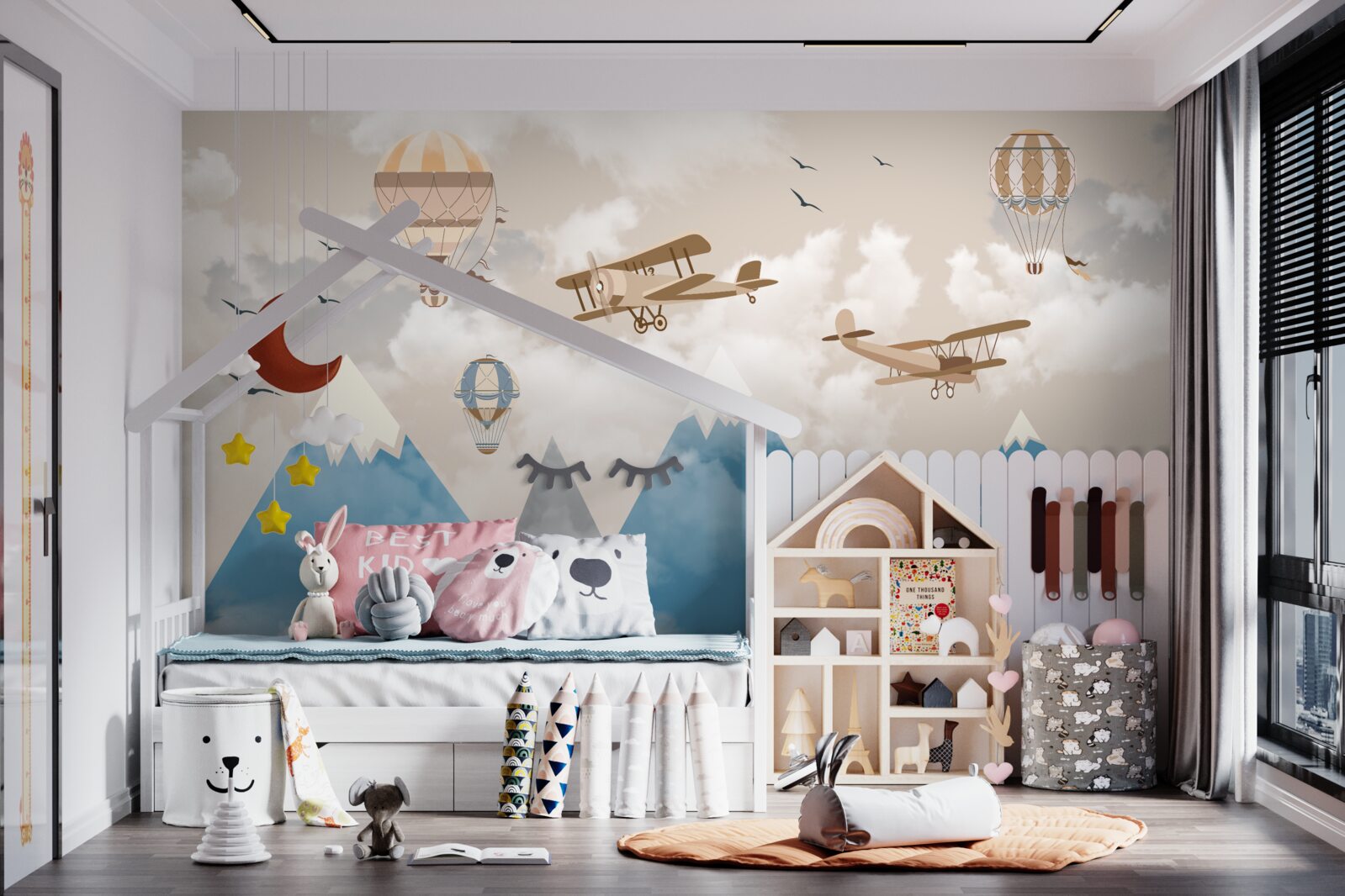 Papier peint les mouvements d'oiseaux et le transport aérien au-dessus des sommets montagneux