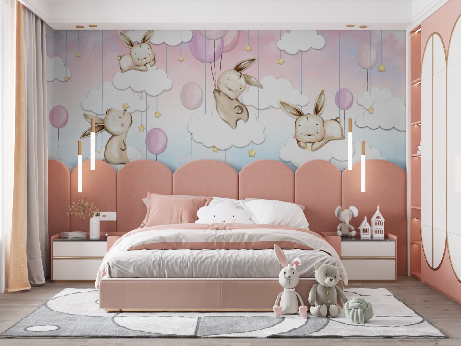 Papier peint des lapins dans les nuages