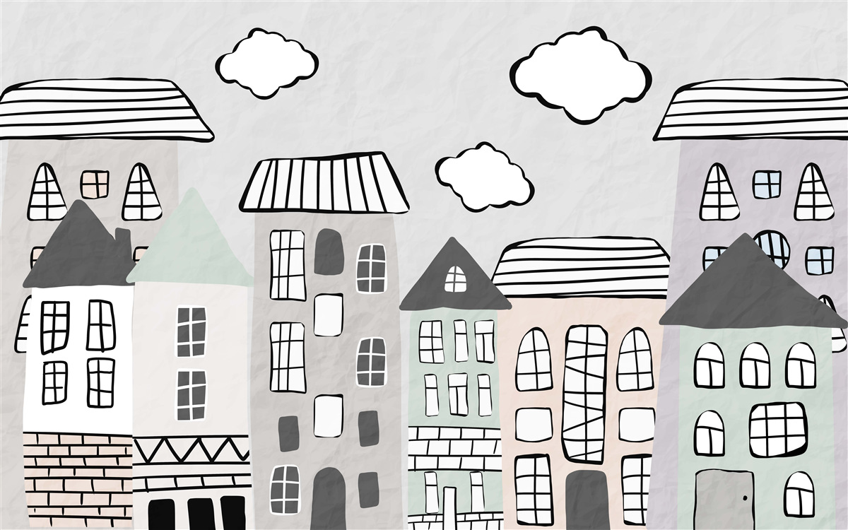 Papier peint des maisons dessinées sans trop d'efforts