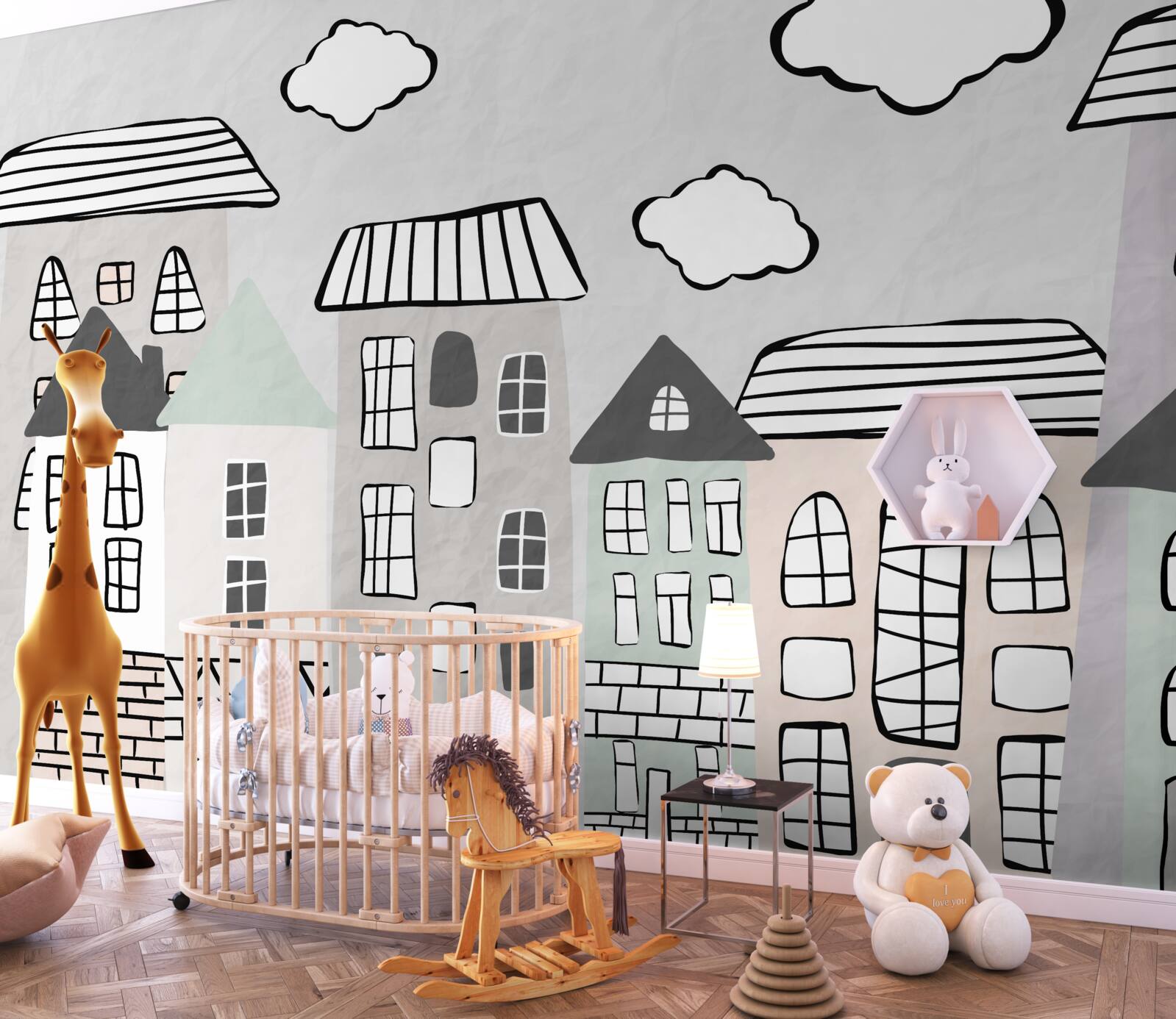 Papier peint des maisons dessinées sans trop d'efforts